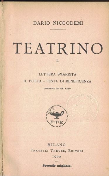 Teatrino I. Lettera smarrita, Il poeta, Festa di Stampa commedie …