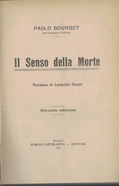 Il senso della morte. Versione di Leopoldo Cassis