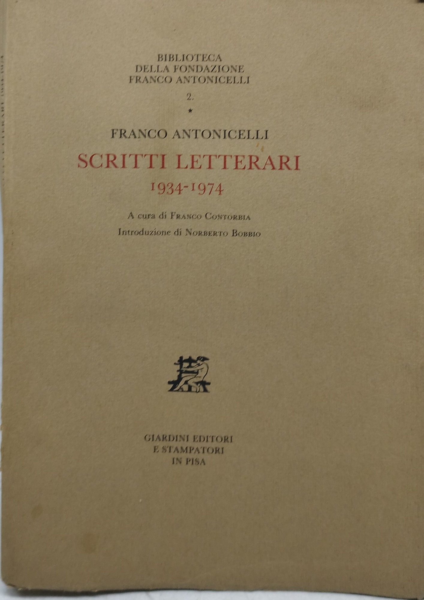 franco antonicelli scritti letterari 1934-1974