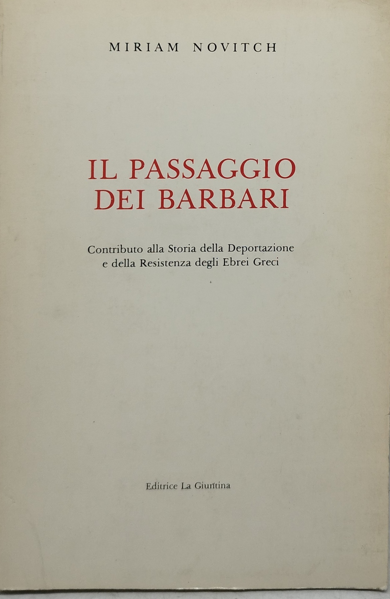 il passaggio dei barbari miriam novitch