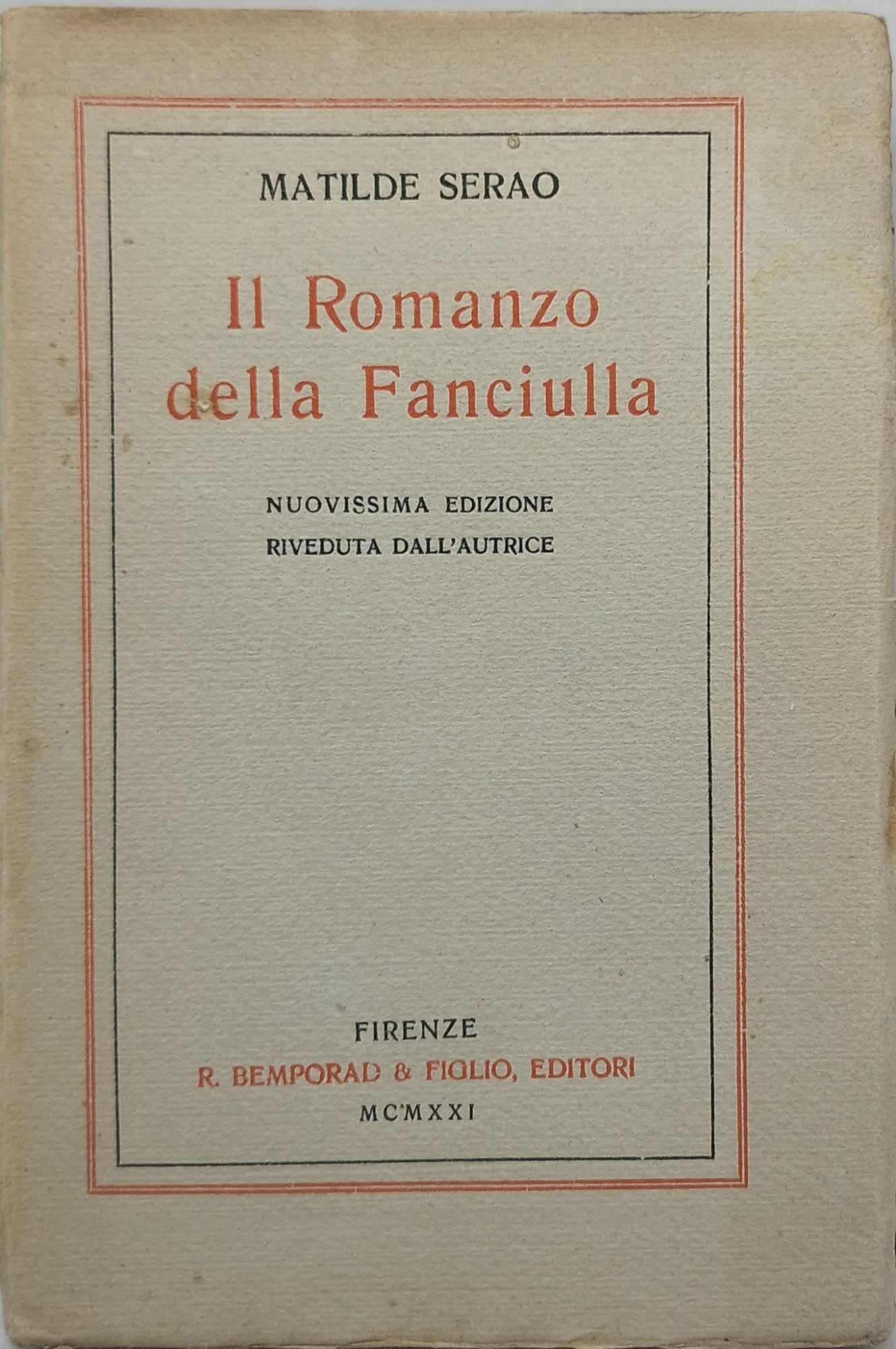 il romanzo della fanciulla matilde serao