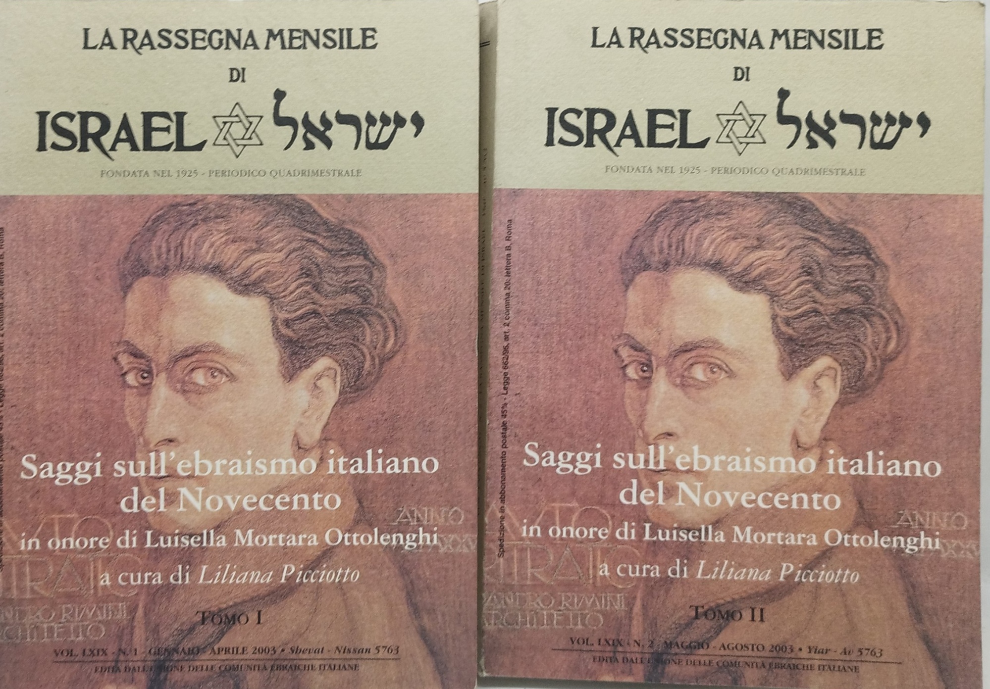 saggi sull'ebraismo intaliano del novecento 2 tomi rassegna mensile israel