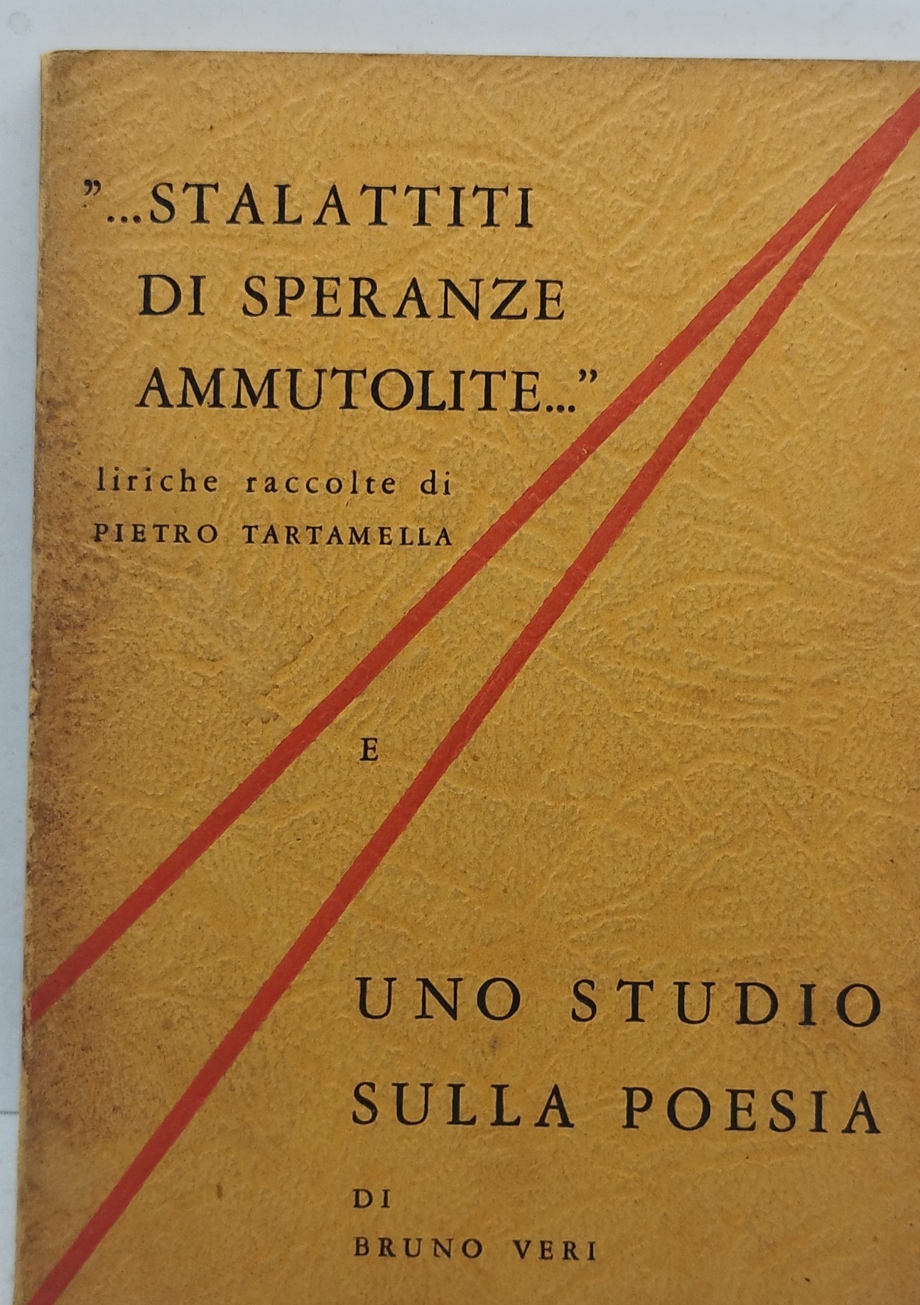 stalattiti di pseranze ammutolite e uno studio sulla poesia