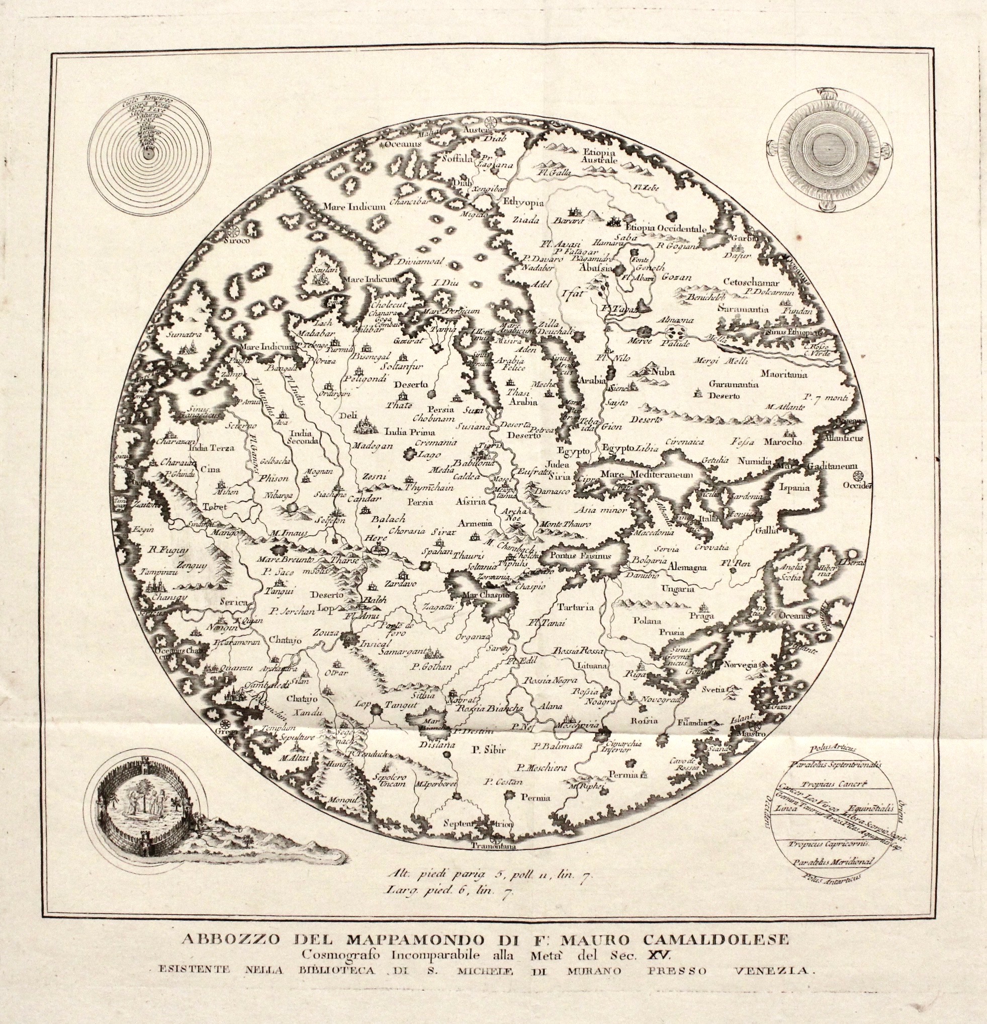 Abbozzo del mappamondo di F. Mauro camaldolese, cosmografo incomparabile alla …