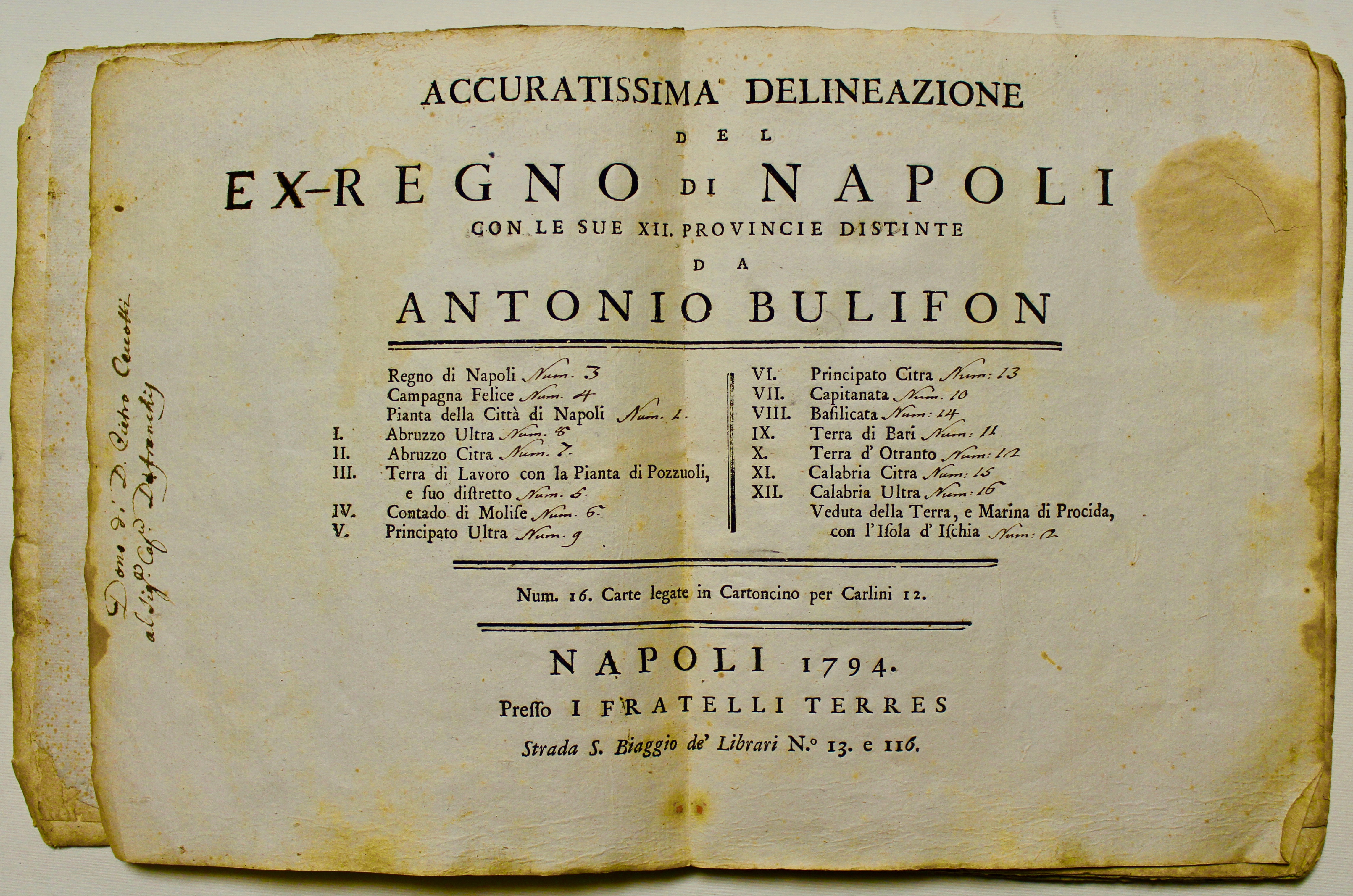 Accuratissima delineazione del Regno di Napoli con le sue XII. …