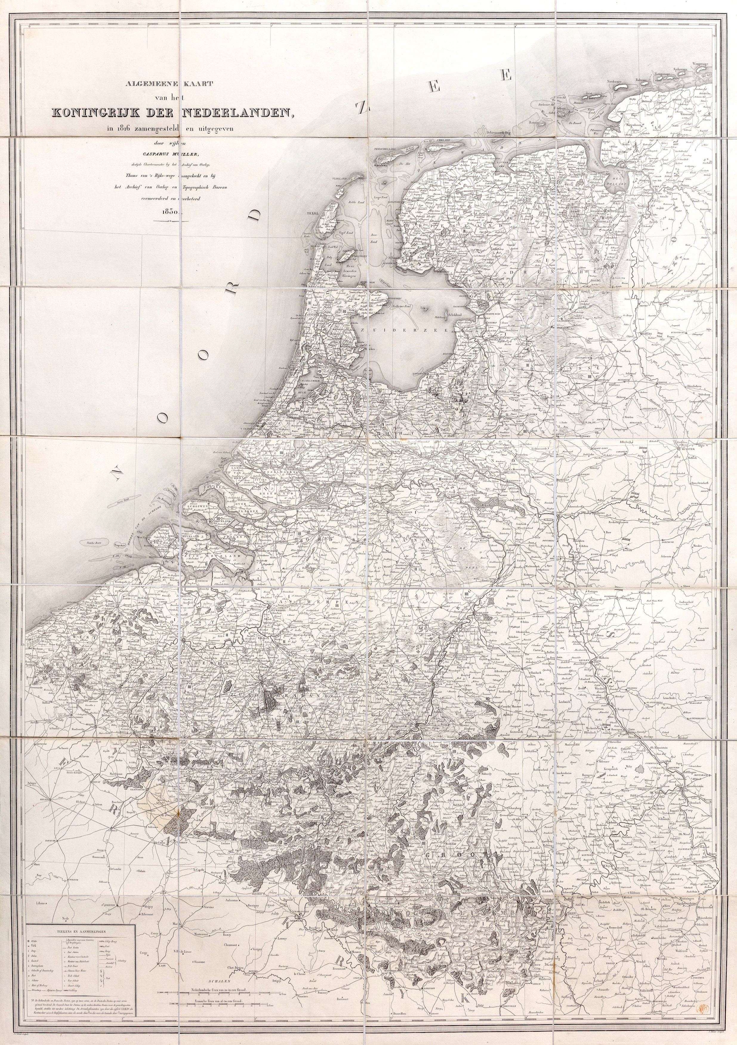 Algemeene Kart van het koningrijk der Nederlanden in 1816 zamesteldeld …