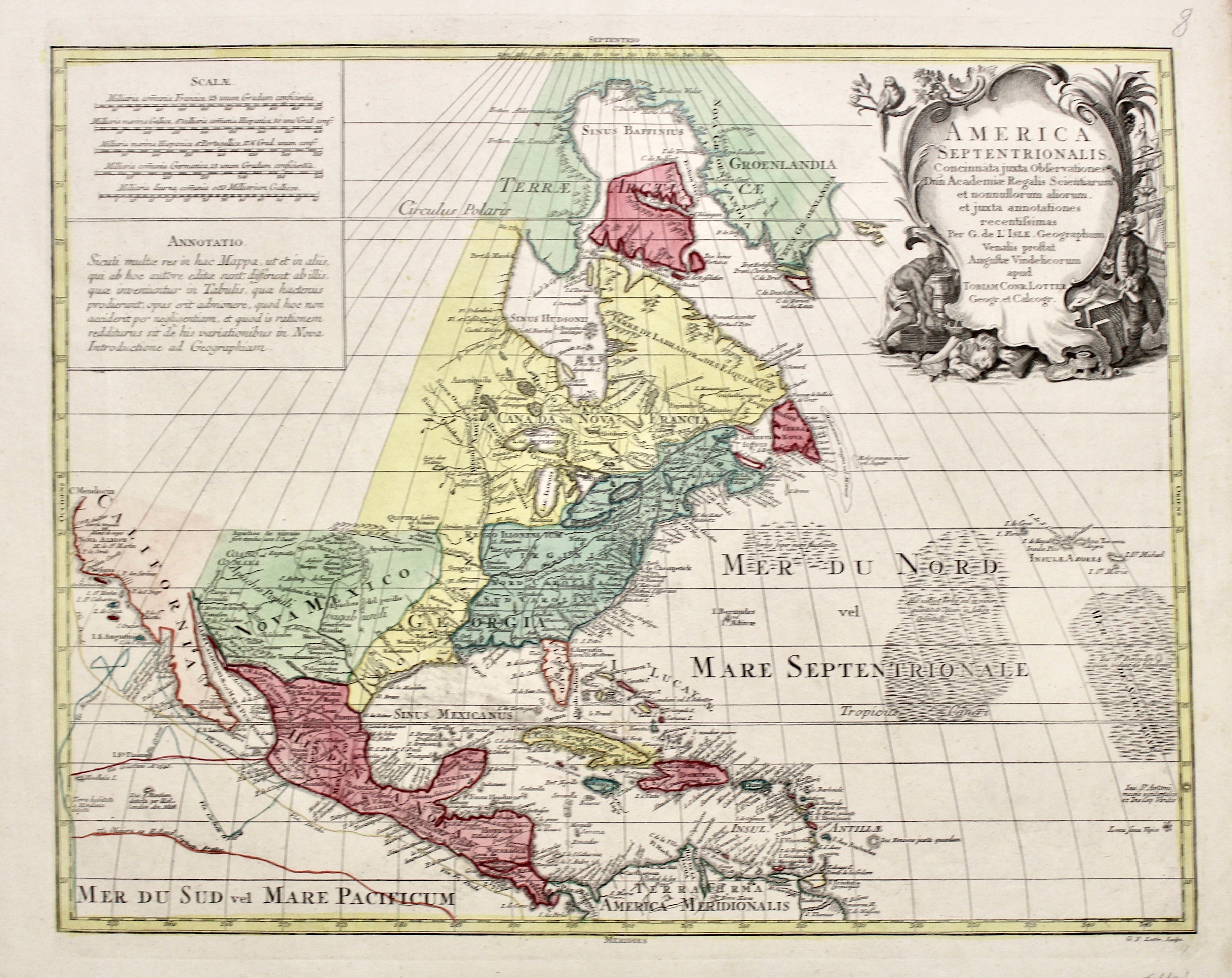 America septentrionalis concinnata iuxta observationes.per G. De L'Isle.recentissimas