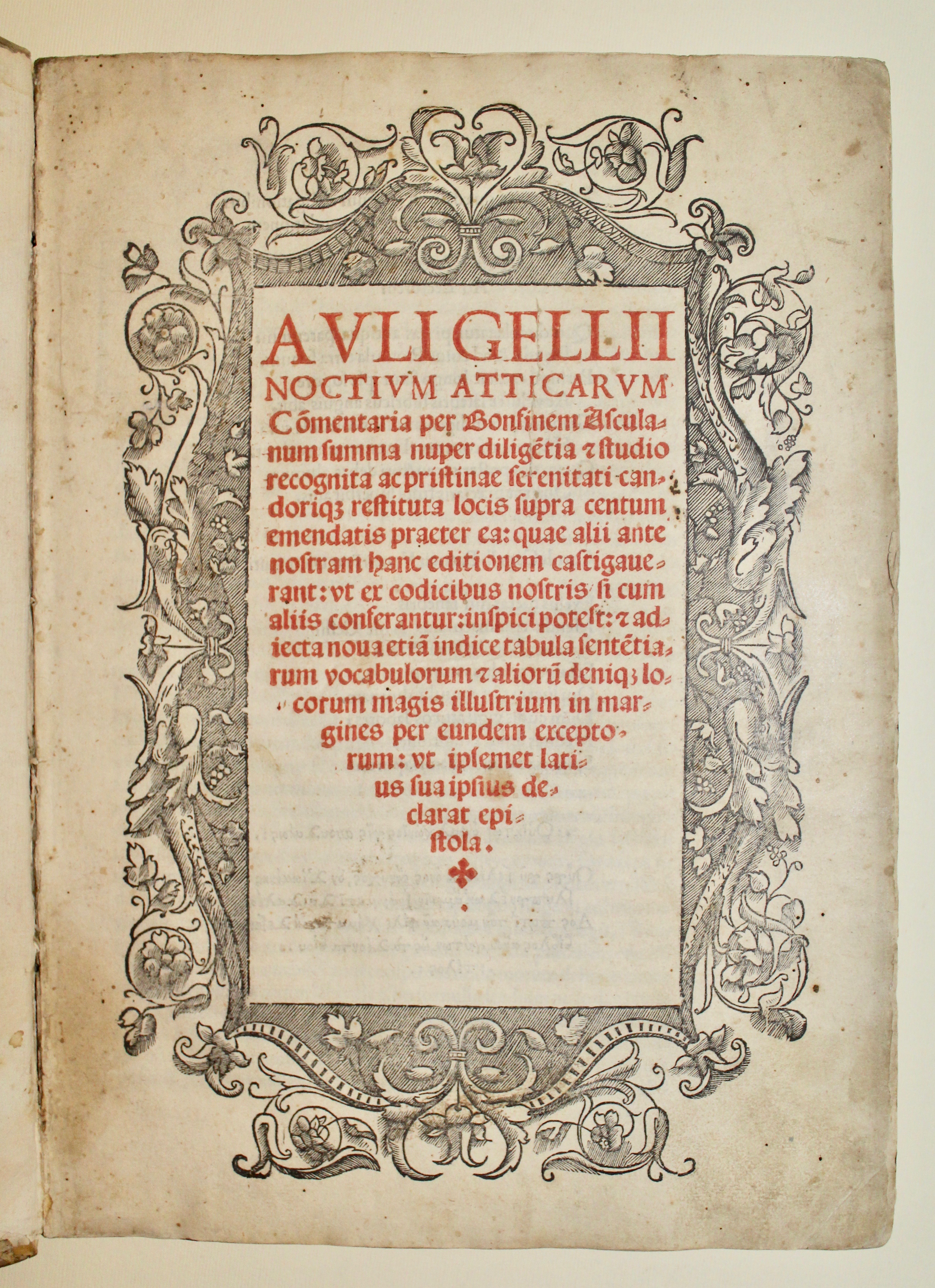 Auli Gellii noctium atticarum. Comentaria per Bonfinem Asculanum summa nuper …