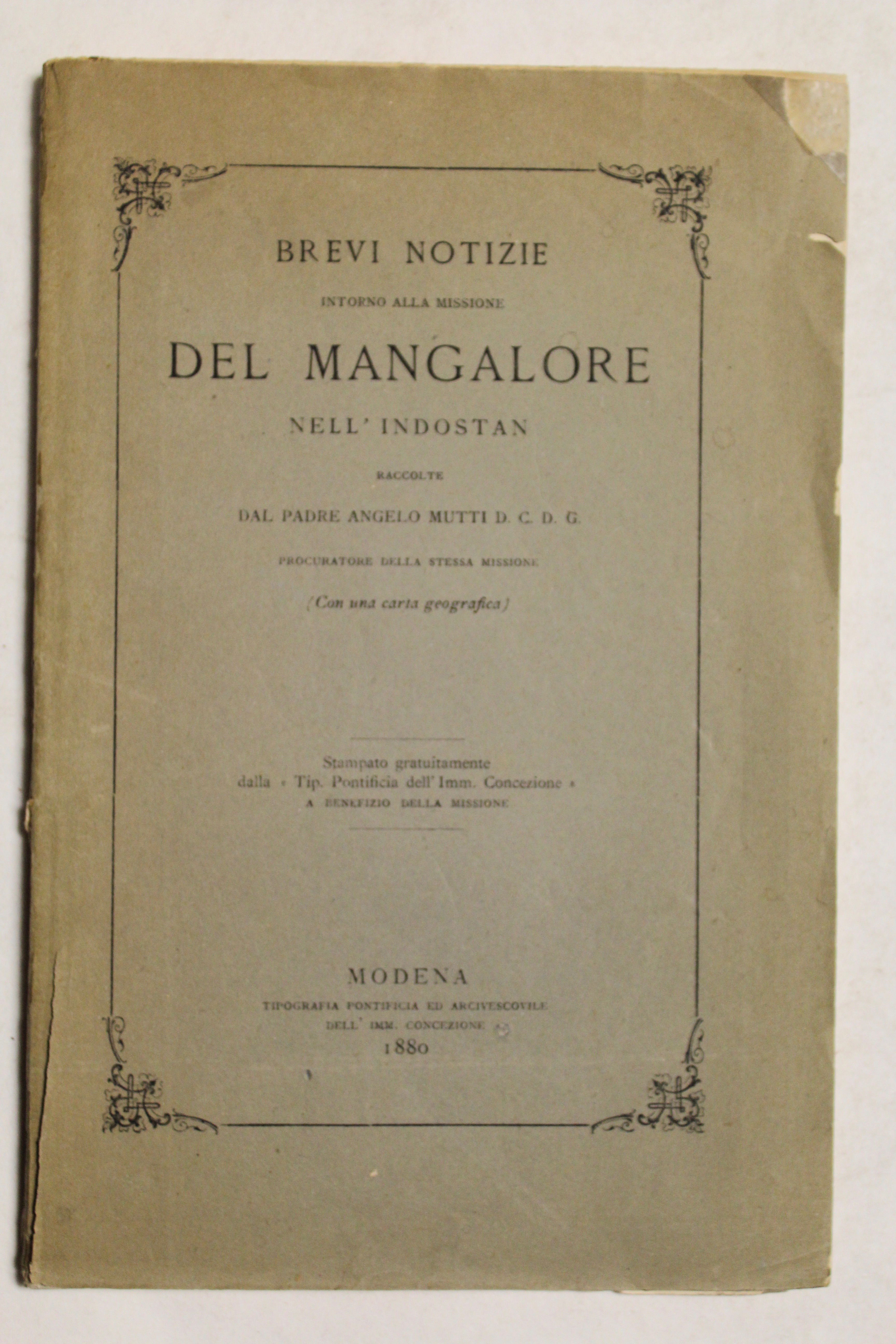 Brevi notizie intorno alla missione del Mangalore nell'Indostan.