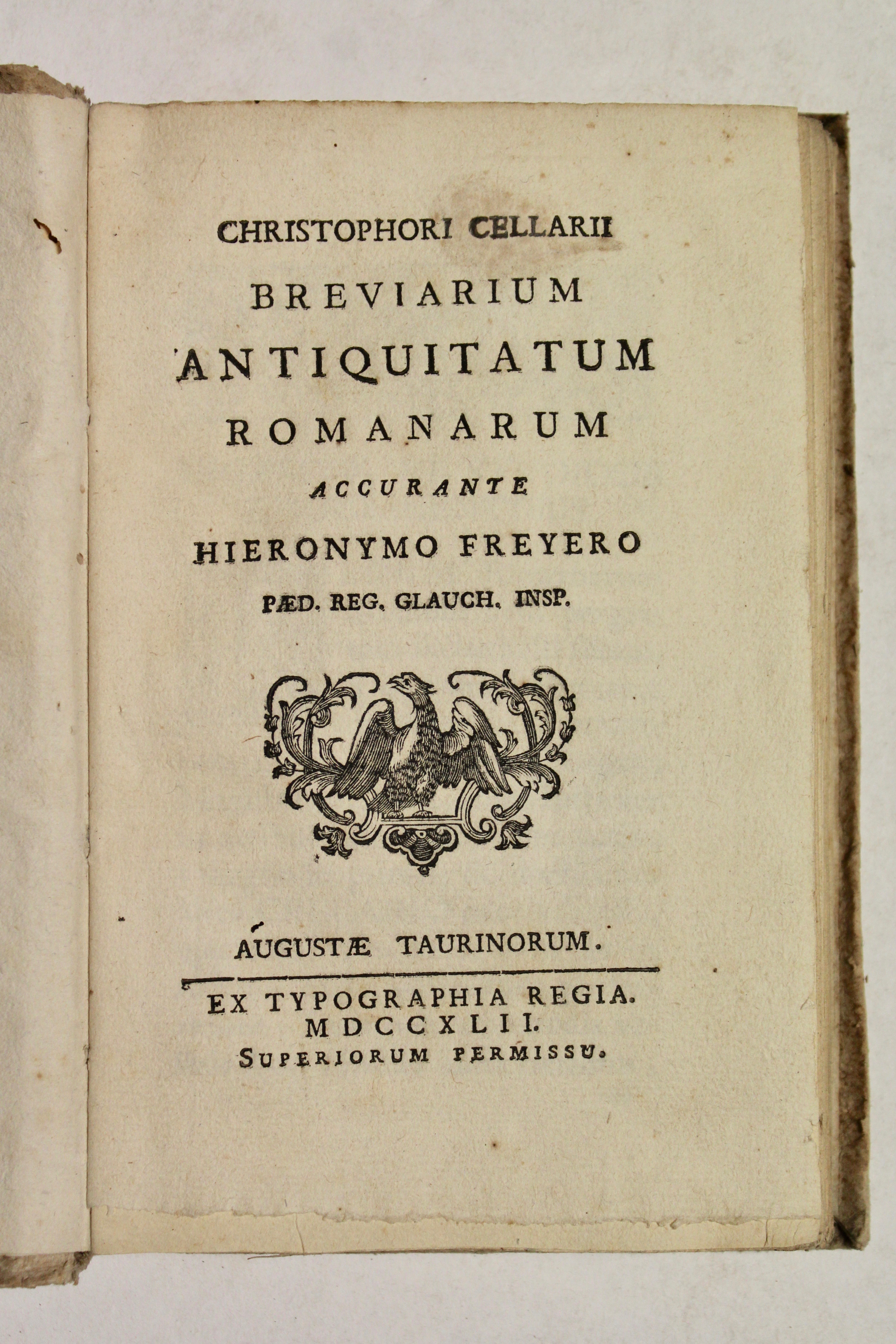 Breviarium antiquitatum romanarum accurante Hieronymo Freyero