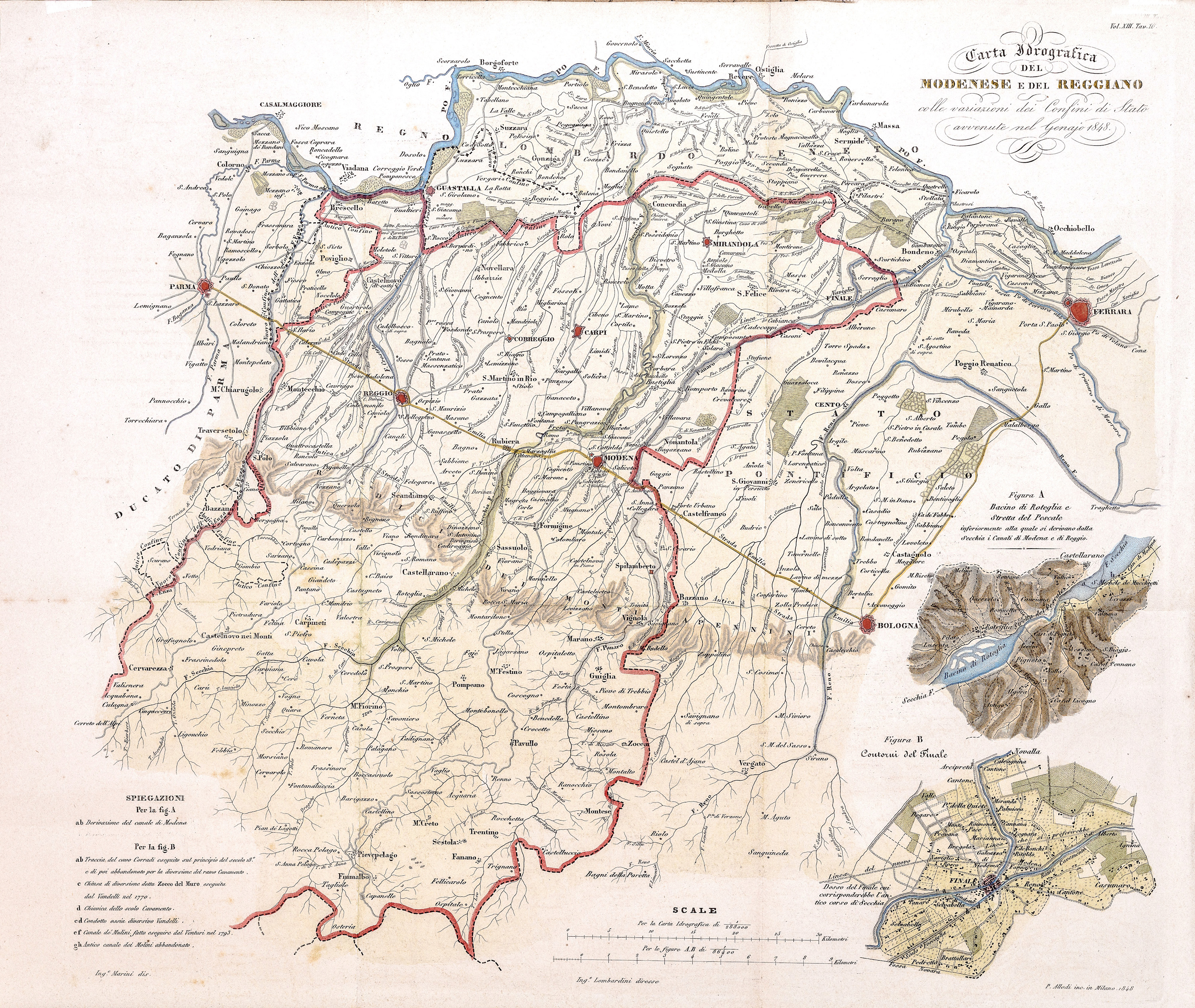 Carta geografica del Modenese e del Reggiano colle variazioni dei …