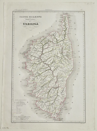 Carta moderna dell'isola de Corsica.