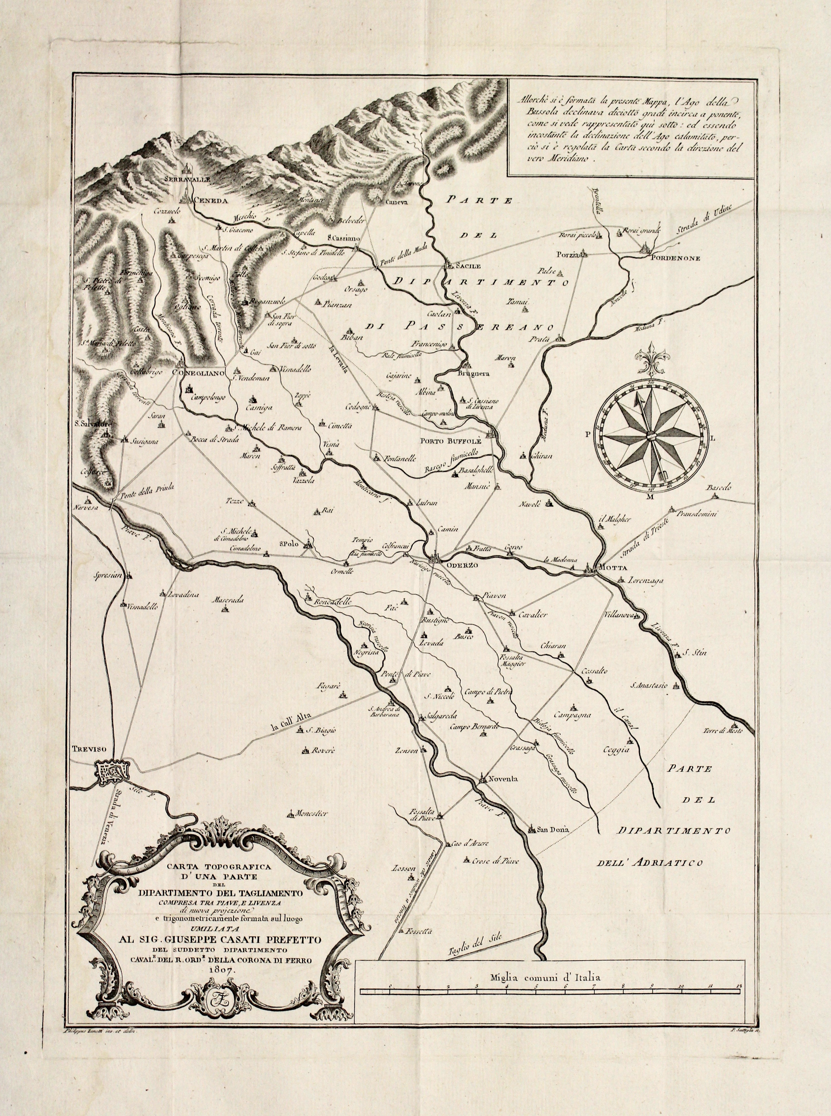 Carta topografica d'una parte del Dipartimento del Tagliamento compresa tra …