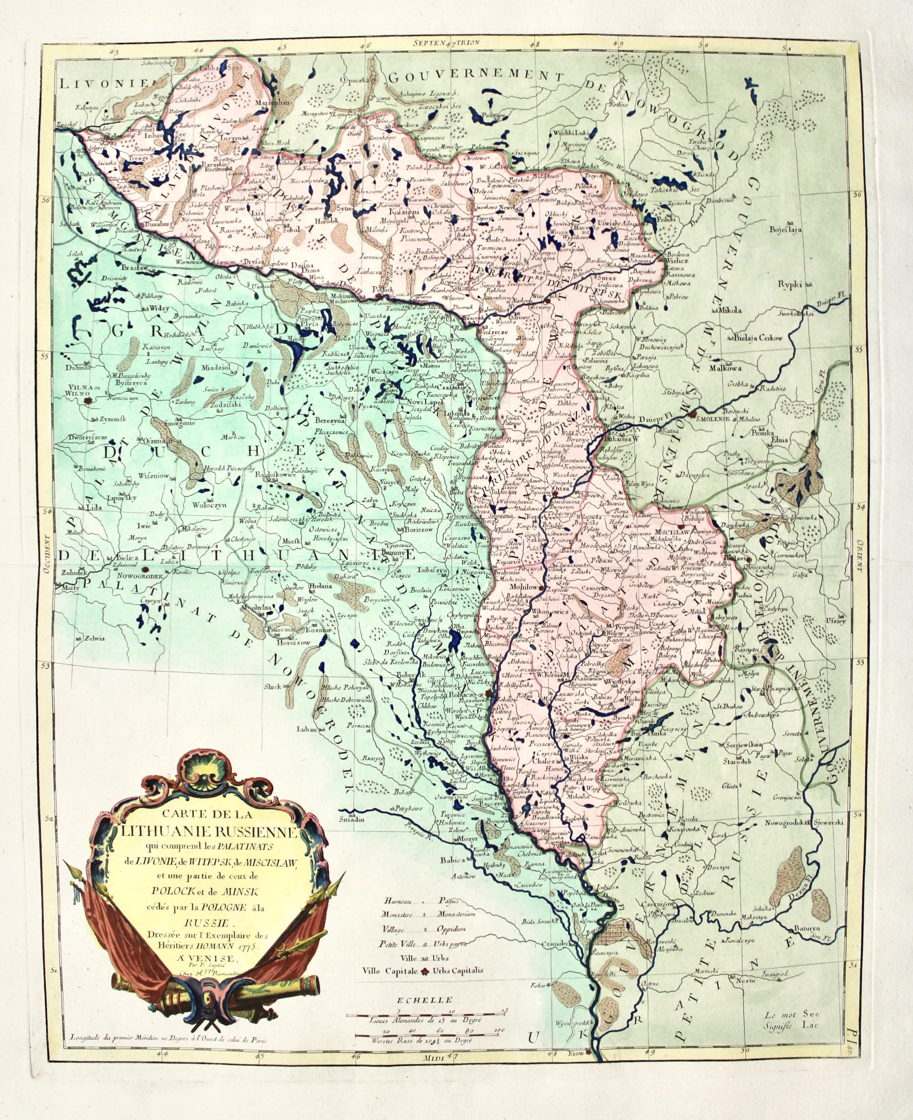 Carte de la Lithuanie Russienne qui comprend les Palatinats de …