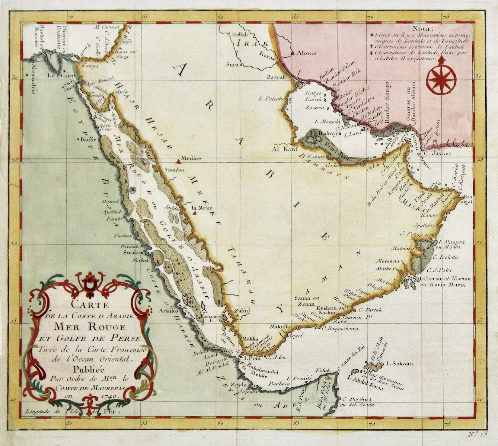 Carte des costes de l'Arabie, Mer Rouge et golfe de …