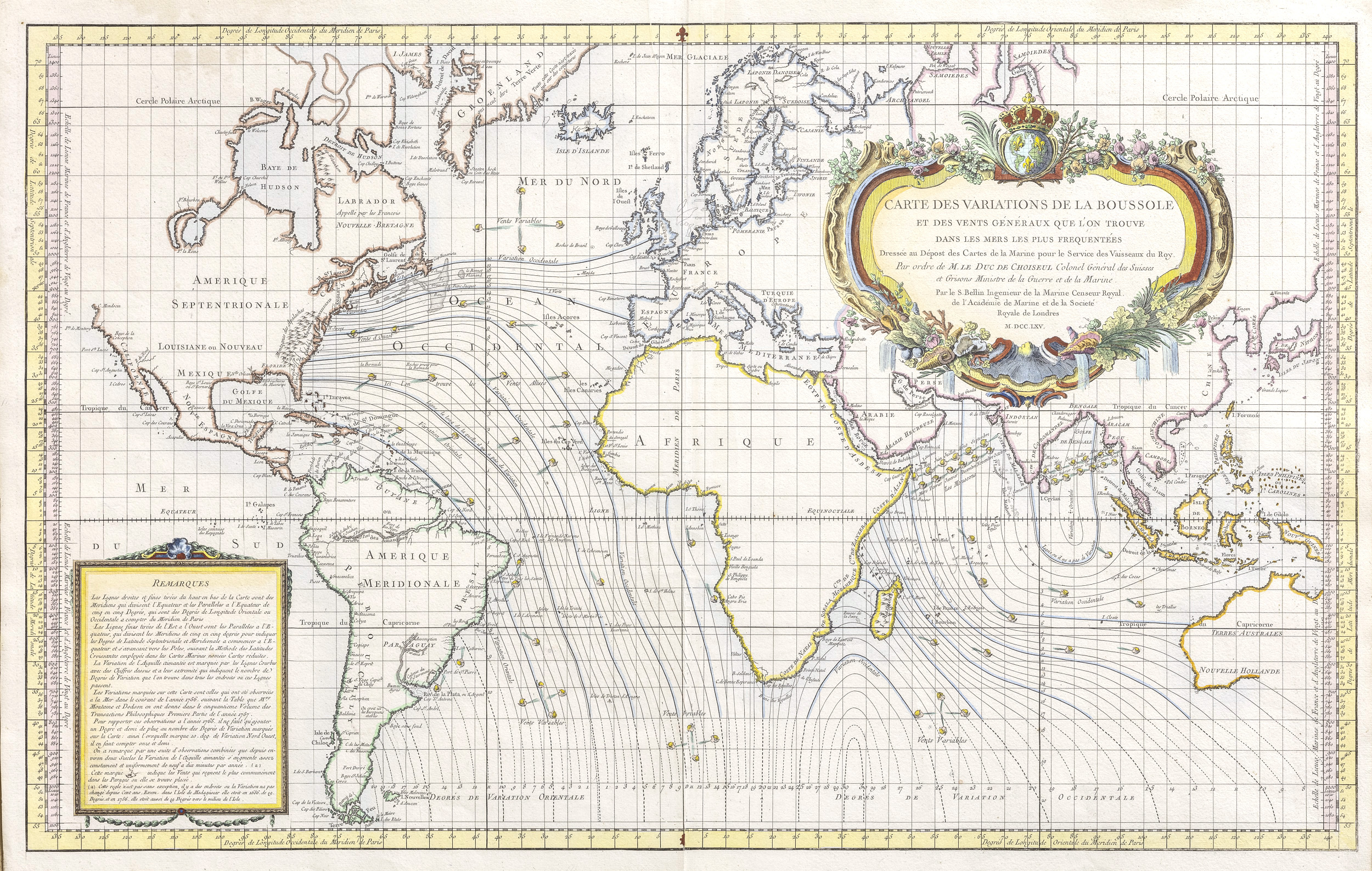 Carte des variations de la boussole et des vents géneraux …