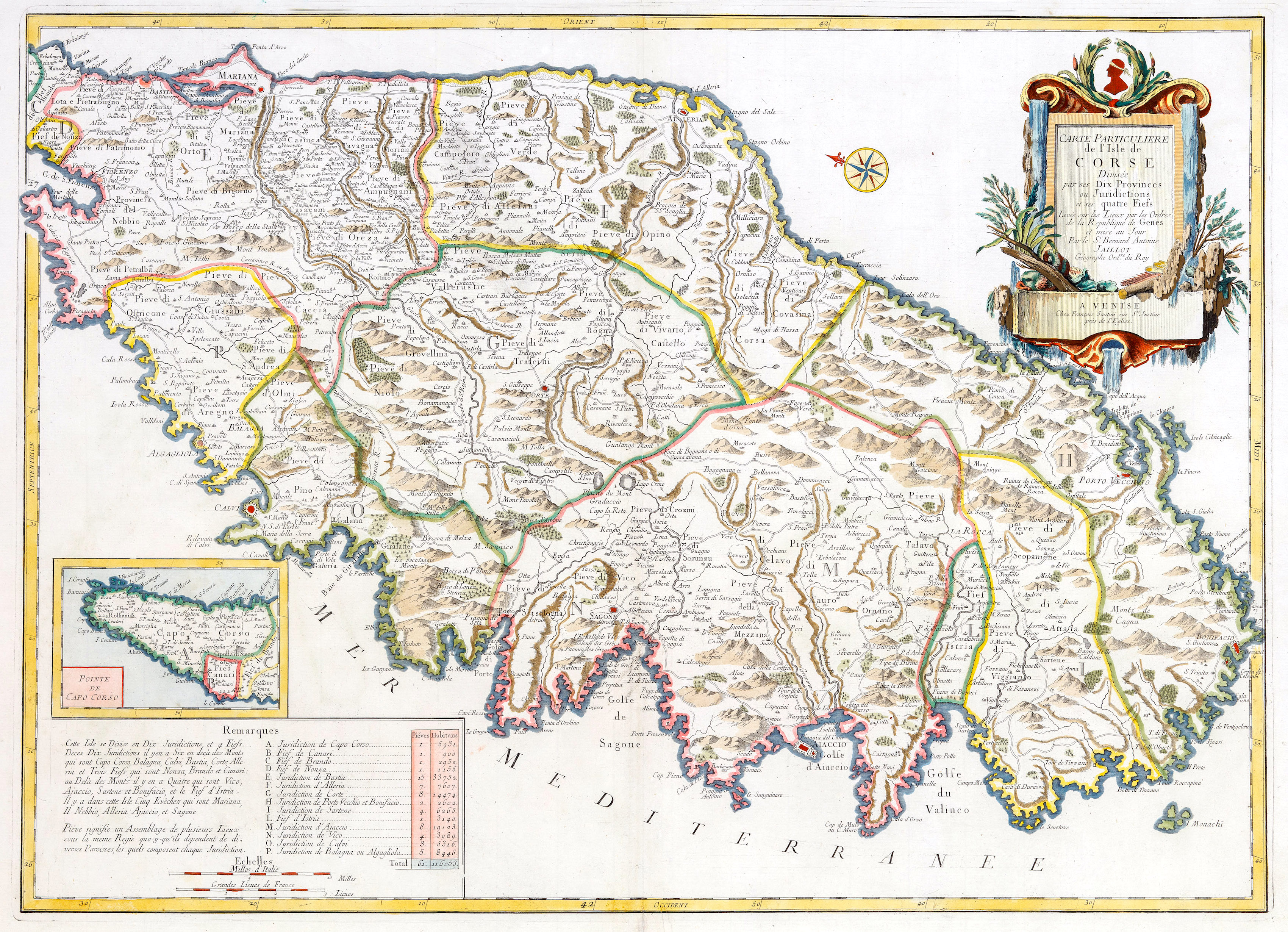 Carte particuliere de l’isle de Corse divisée par ses Dix …