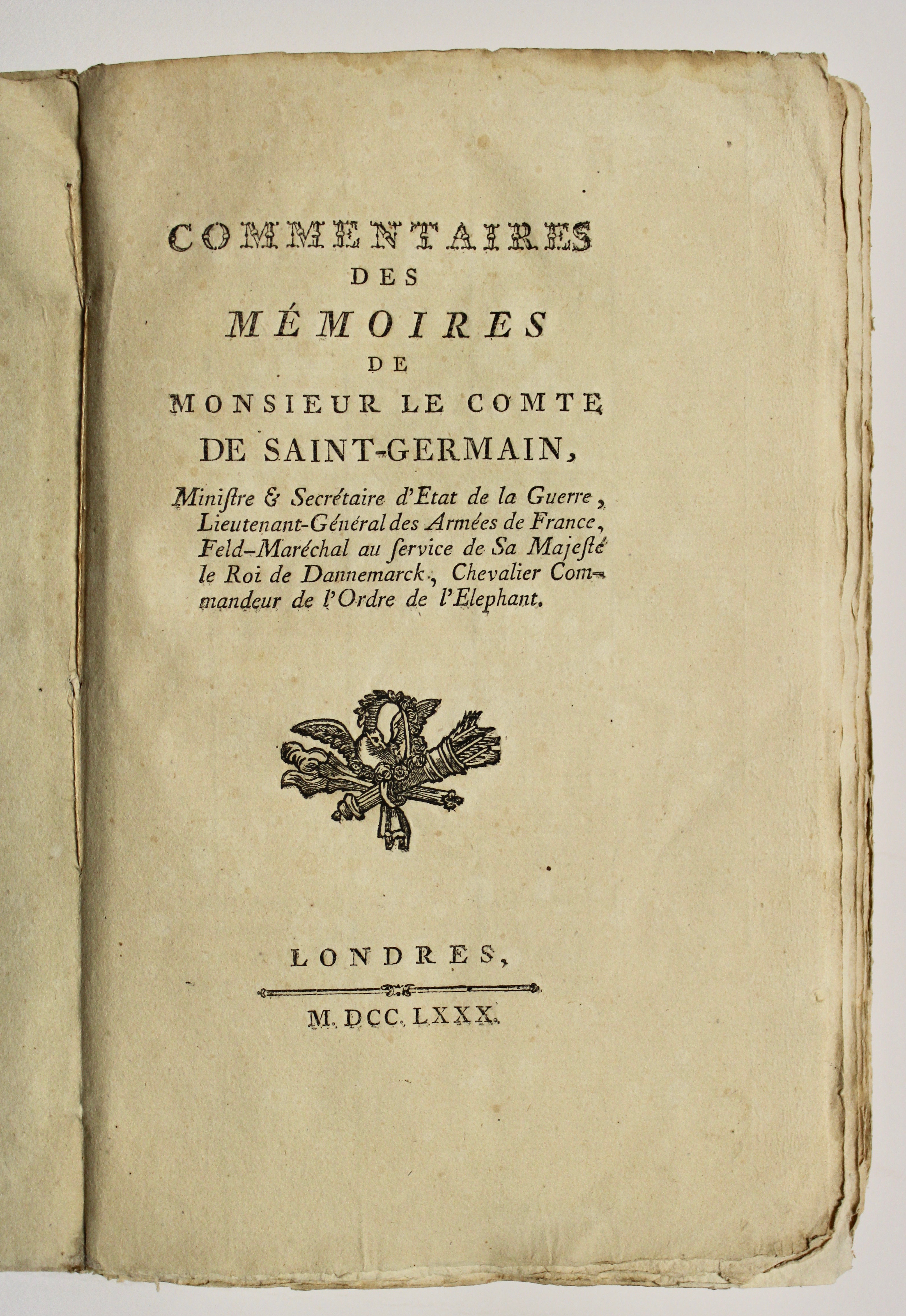 Commentaires des Mémoires de Monsieur le Comte de Saint- Germani