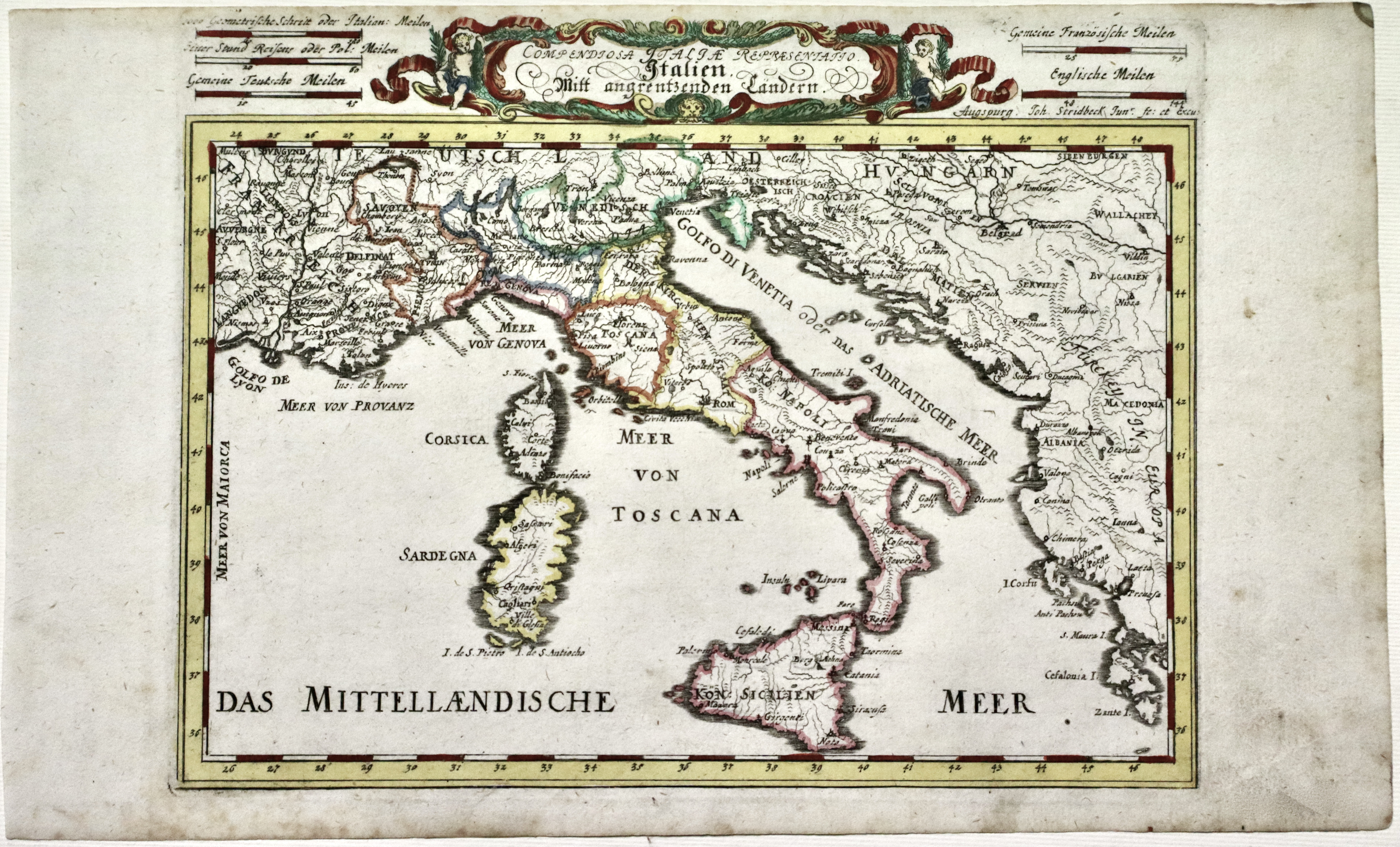 Compendiosa Italiae Representatio. Italien mitt angrenzenden Laendern.
