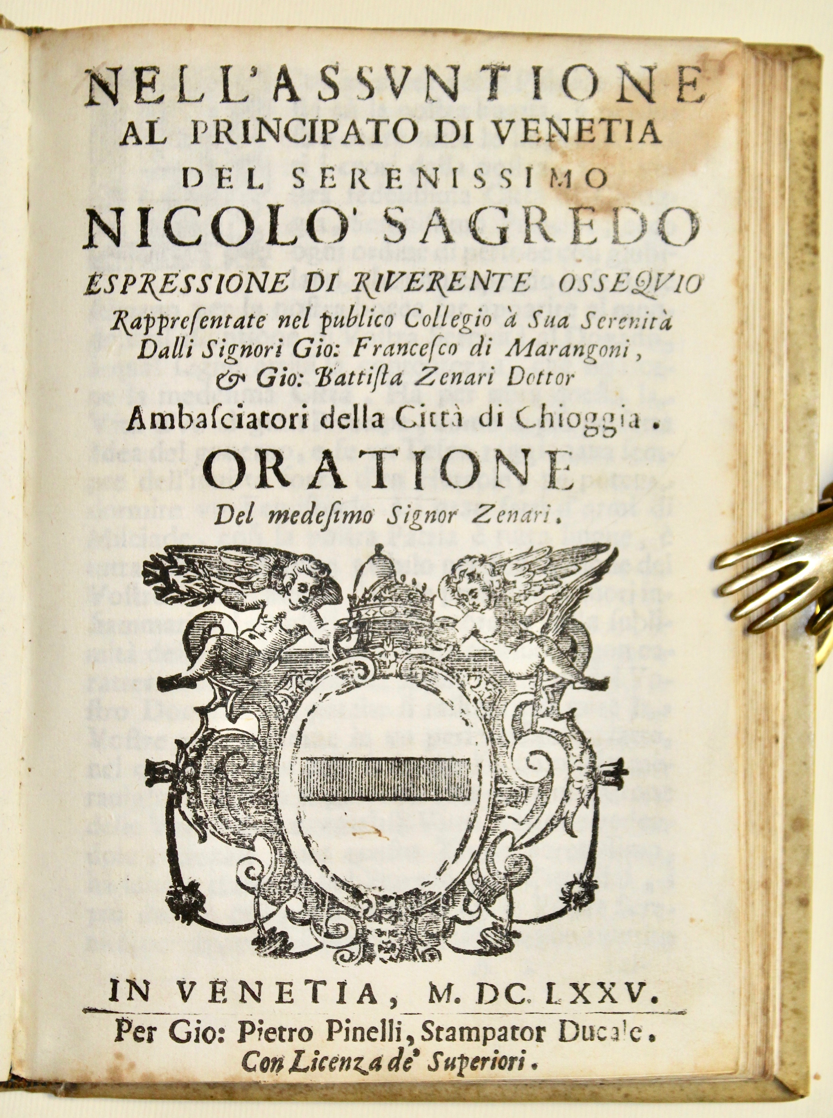 Componimenti in onore di Nicolò Sagredo per conto delle città …