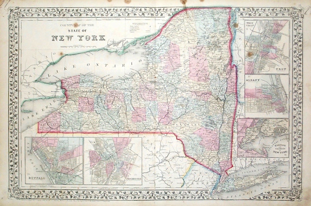County map of the State of New York.