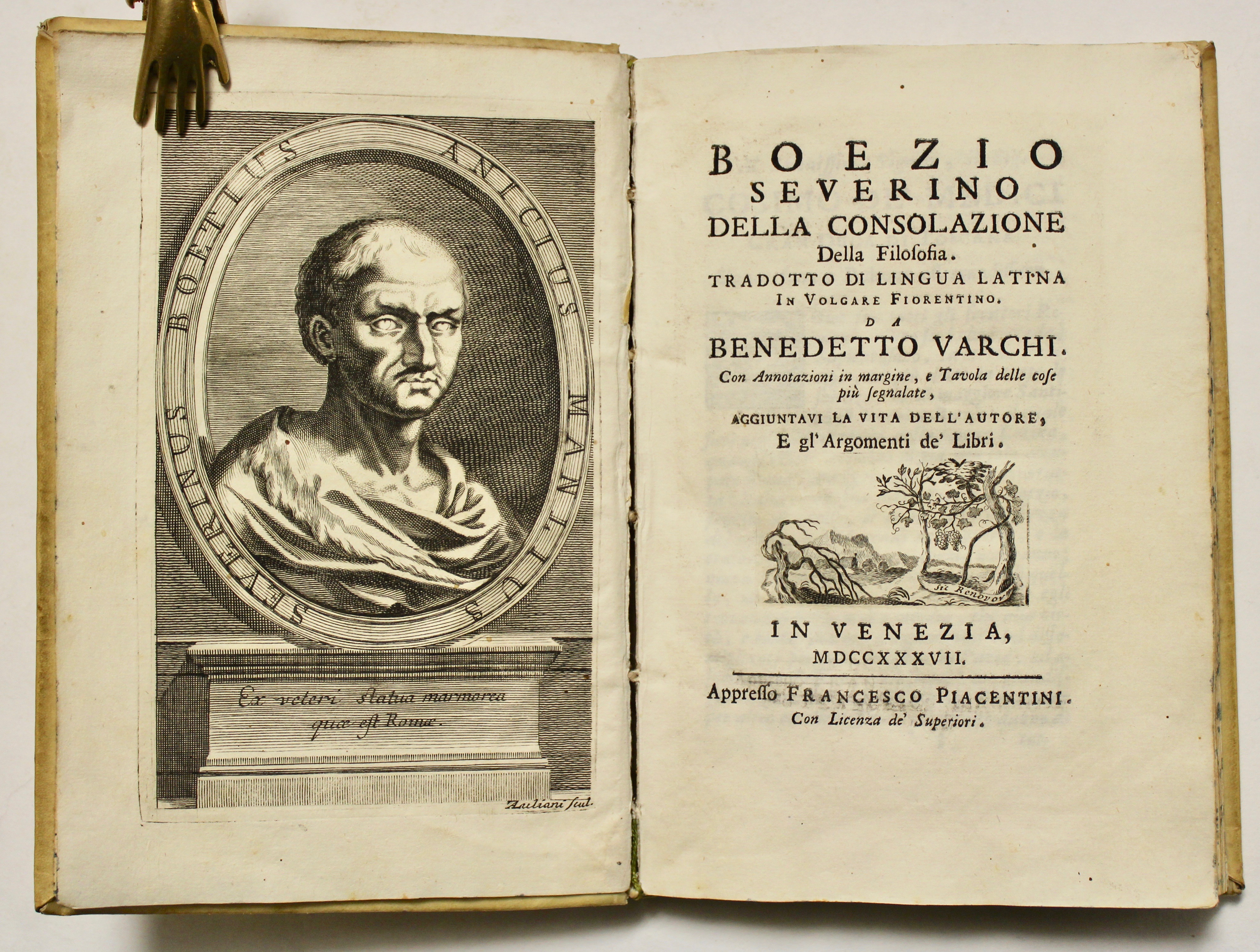 Della consolazione della filosofia. Tradotto di lingua latina in volgare …
