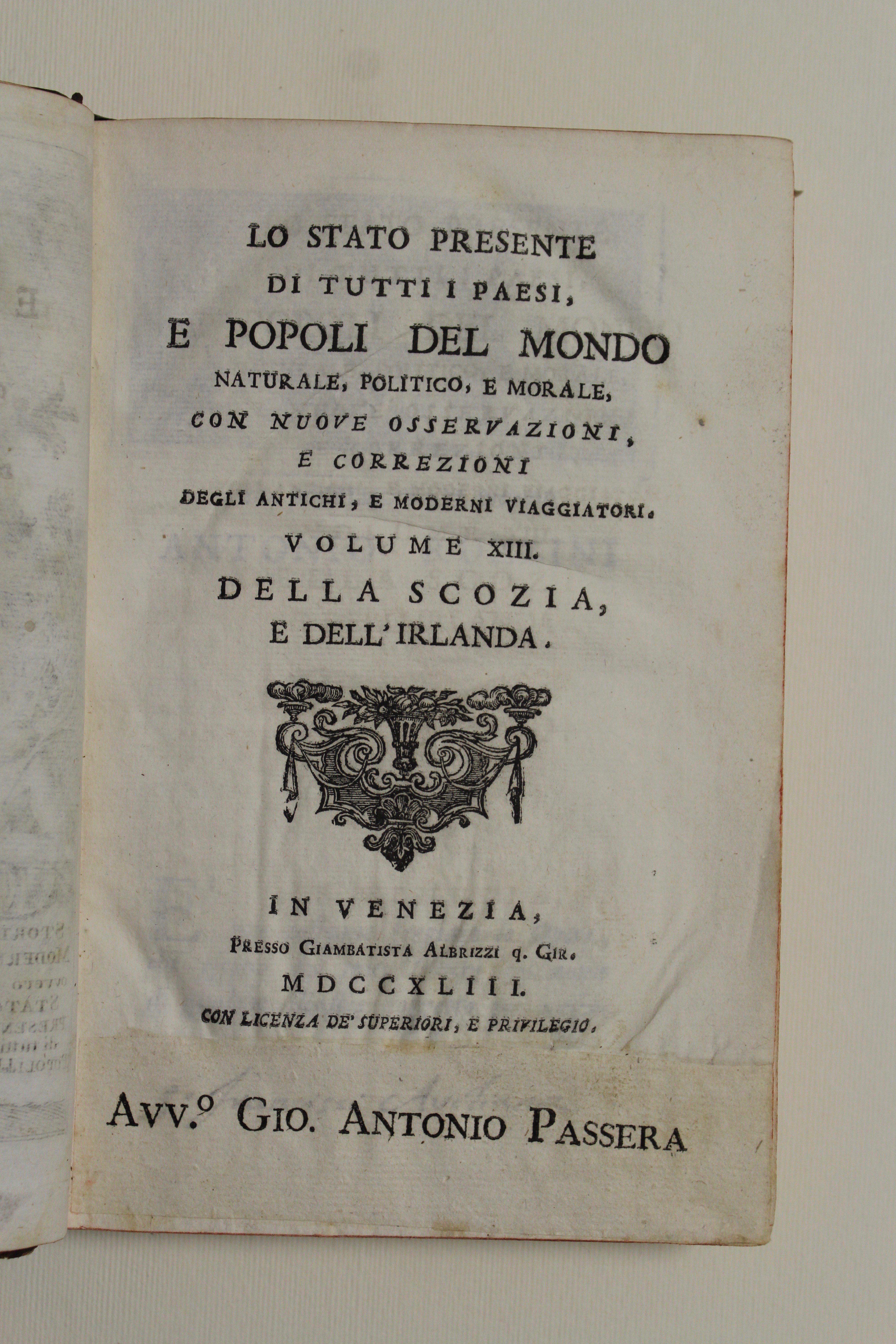Della Scozia e dell'Irlanda, Vol. XIII tratto da: Lo stato …