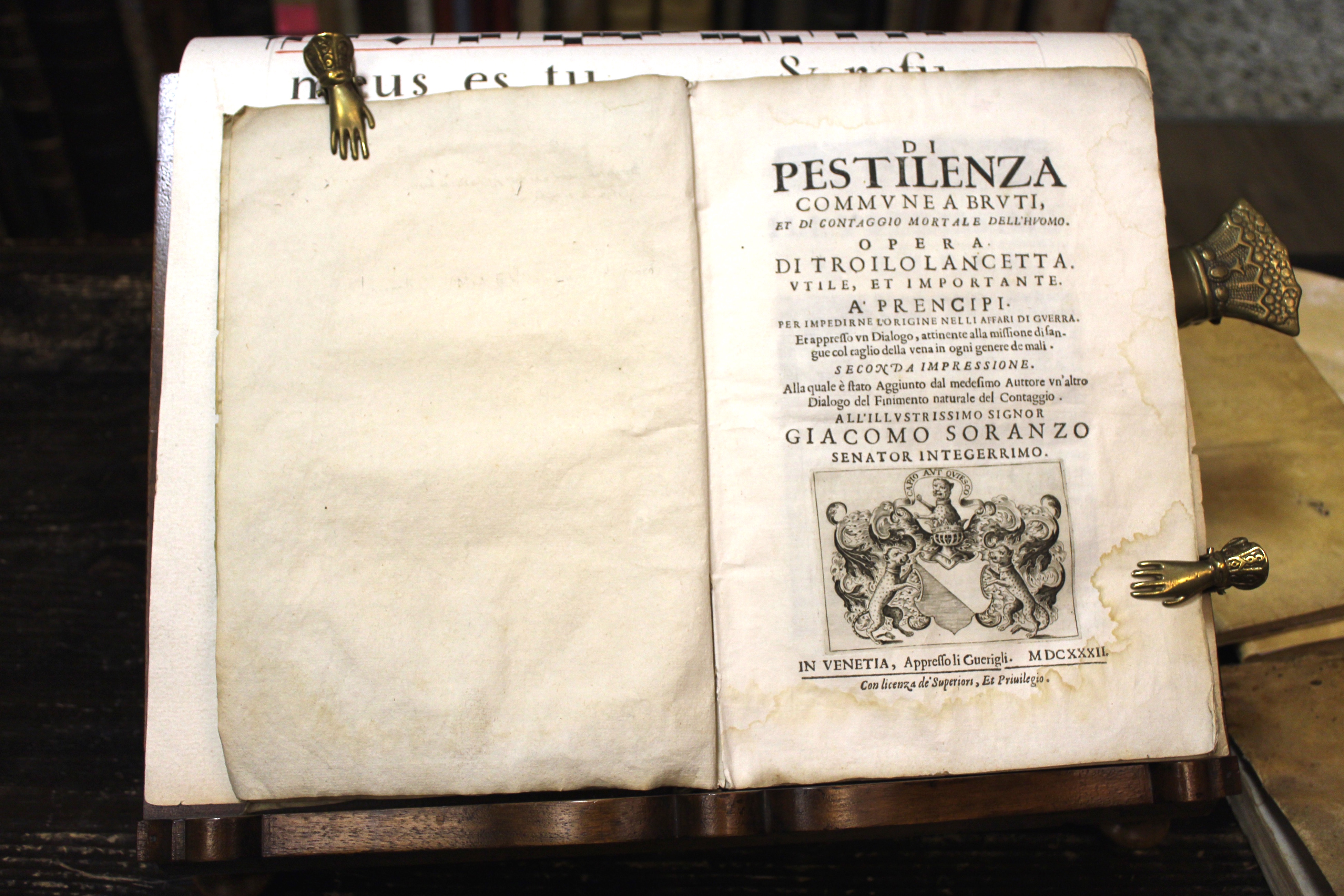Di pestilenza commune a bruti et di contaggio mortale dell'huomo. …