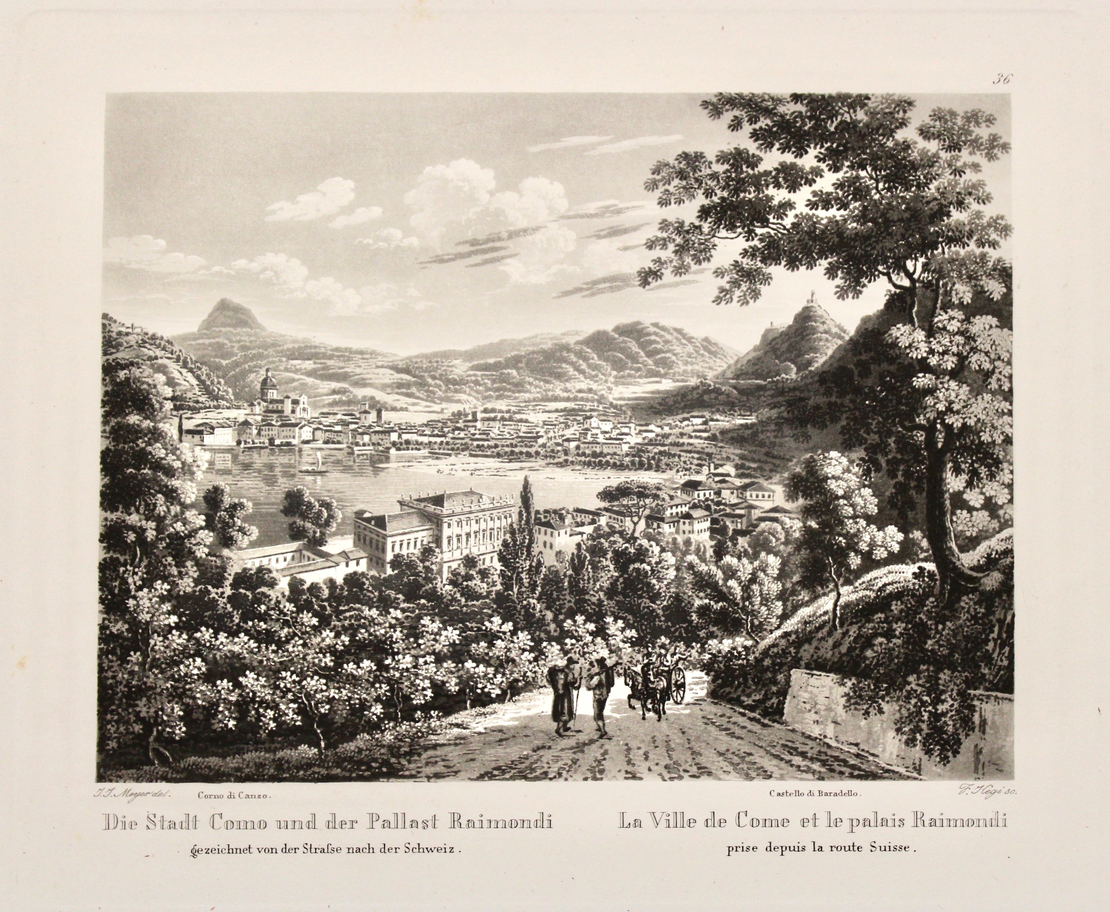 Die Stadt Como und der Pallast Raimondi gezeichnet von der …