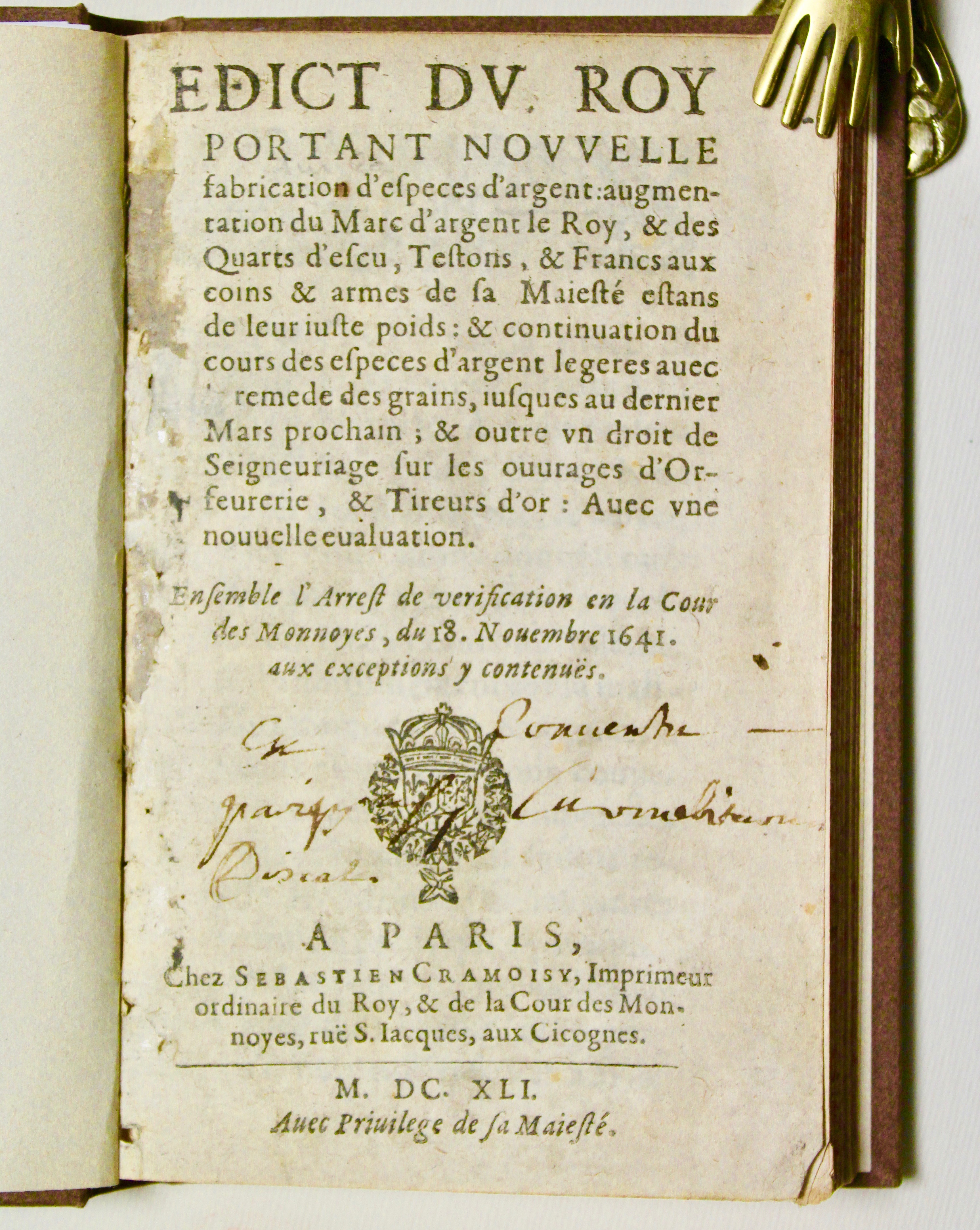 Edict du Roy portant nouvelle fabrication d'especes d'argent: augmentation du …