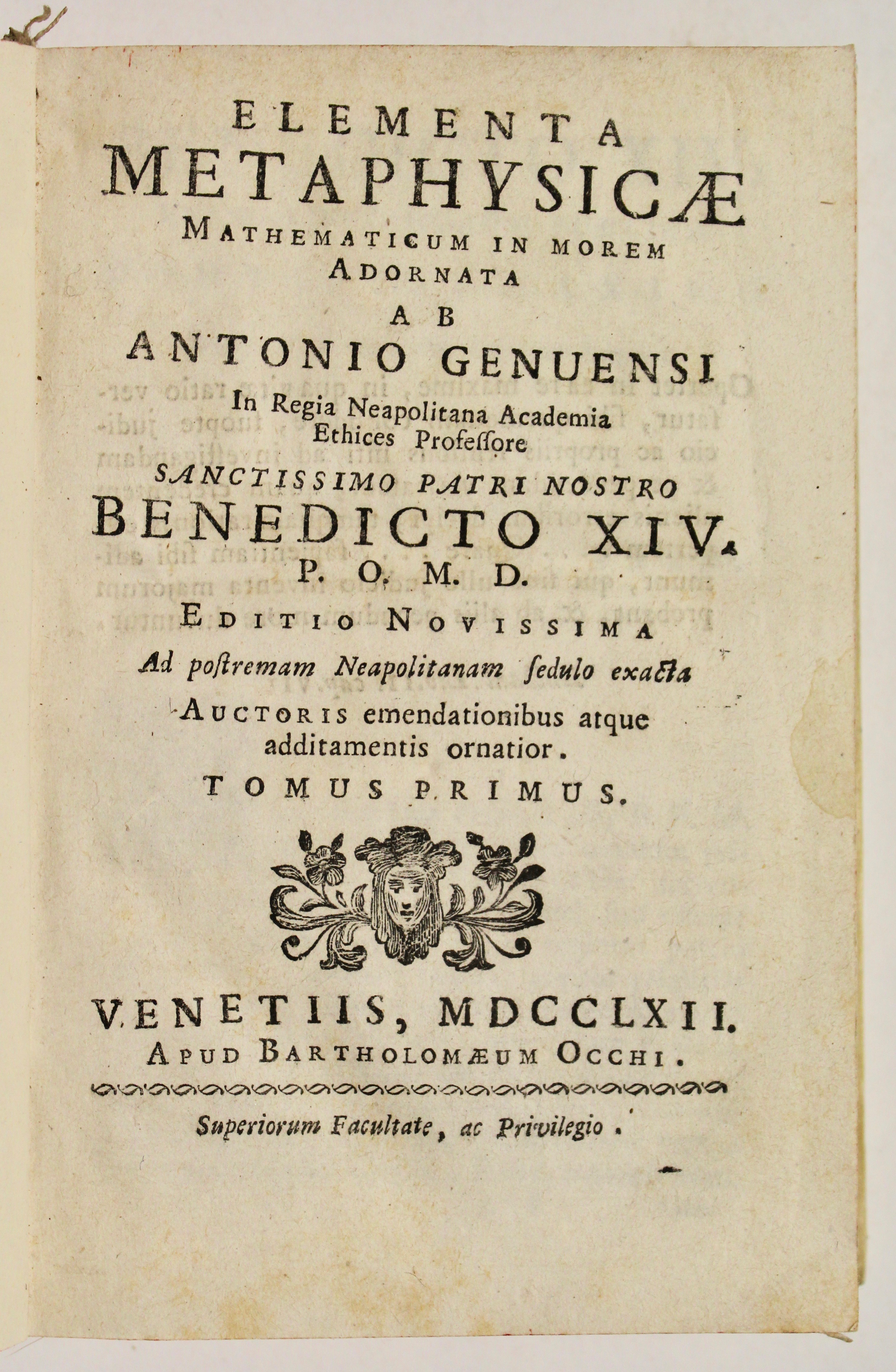 Elementa metaphysicae.