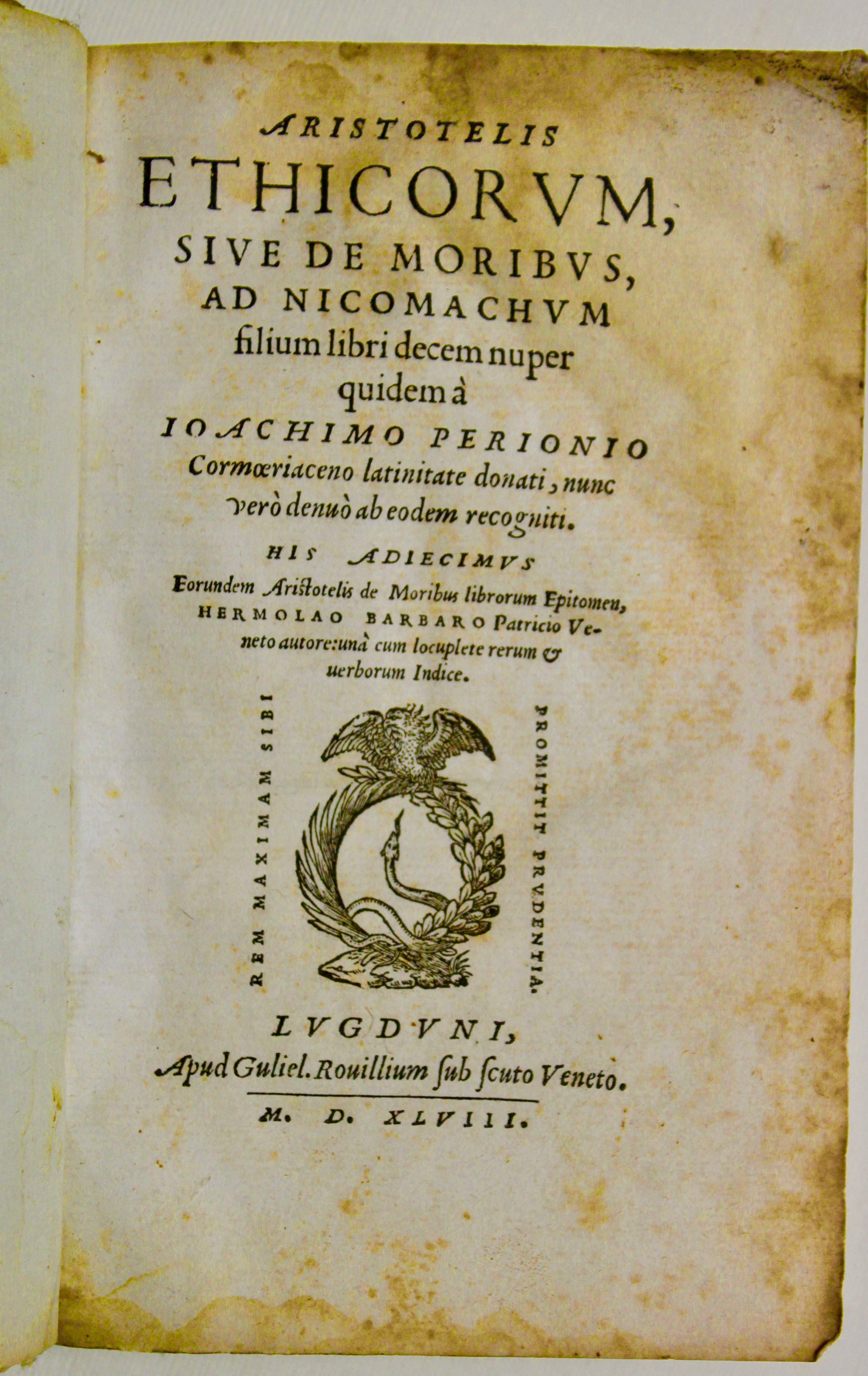 Ethicorum, sive de moribus, ad Nicomacum filium libri decem nuper …
