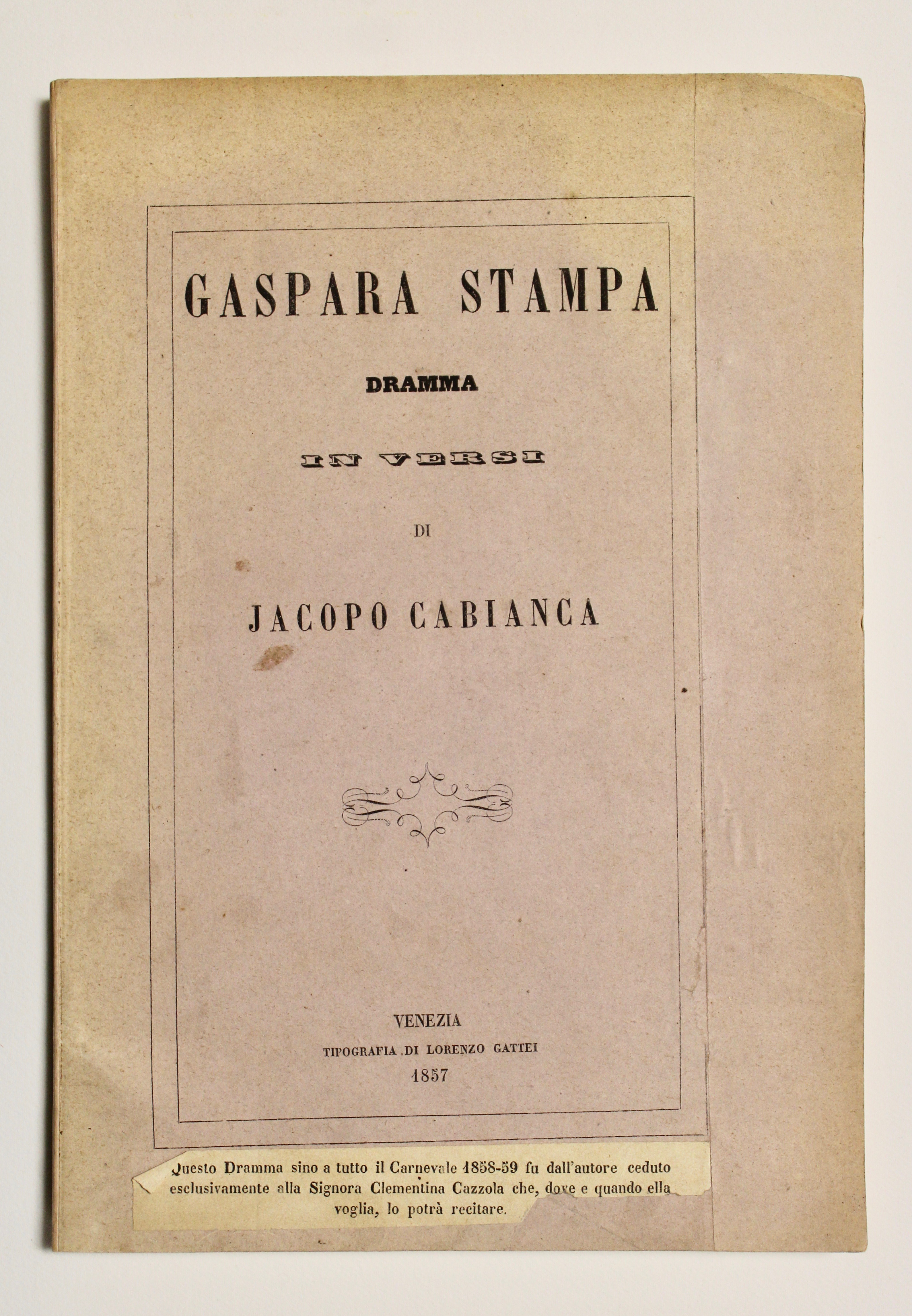 Gaspara Stampa dramma in versi