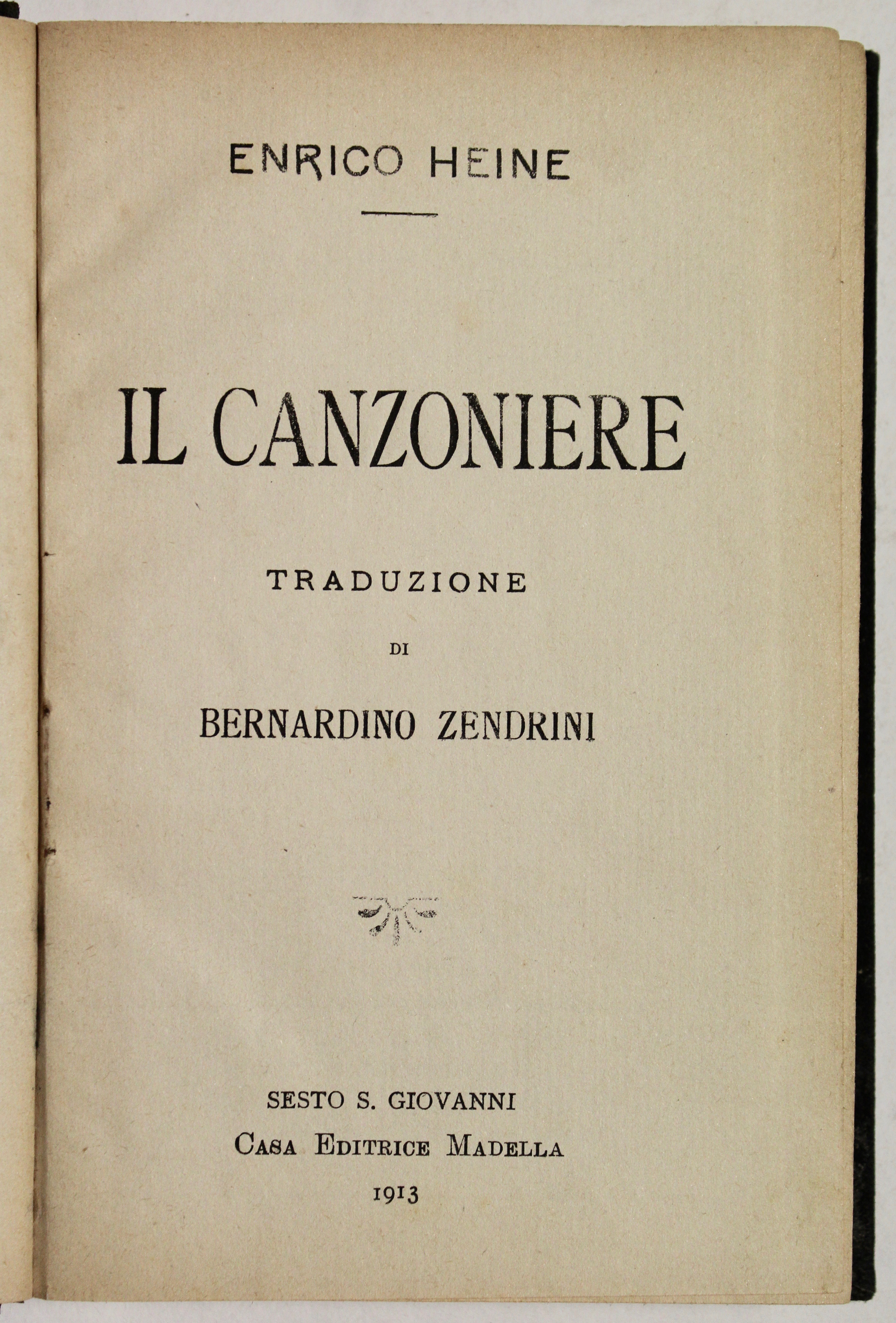 Il Canzoniere Traduzione di Bernardino Zendrini