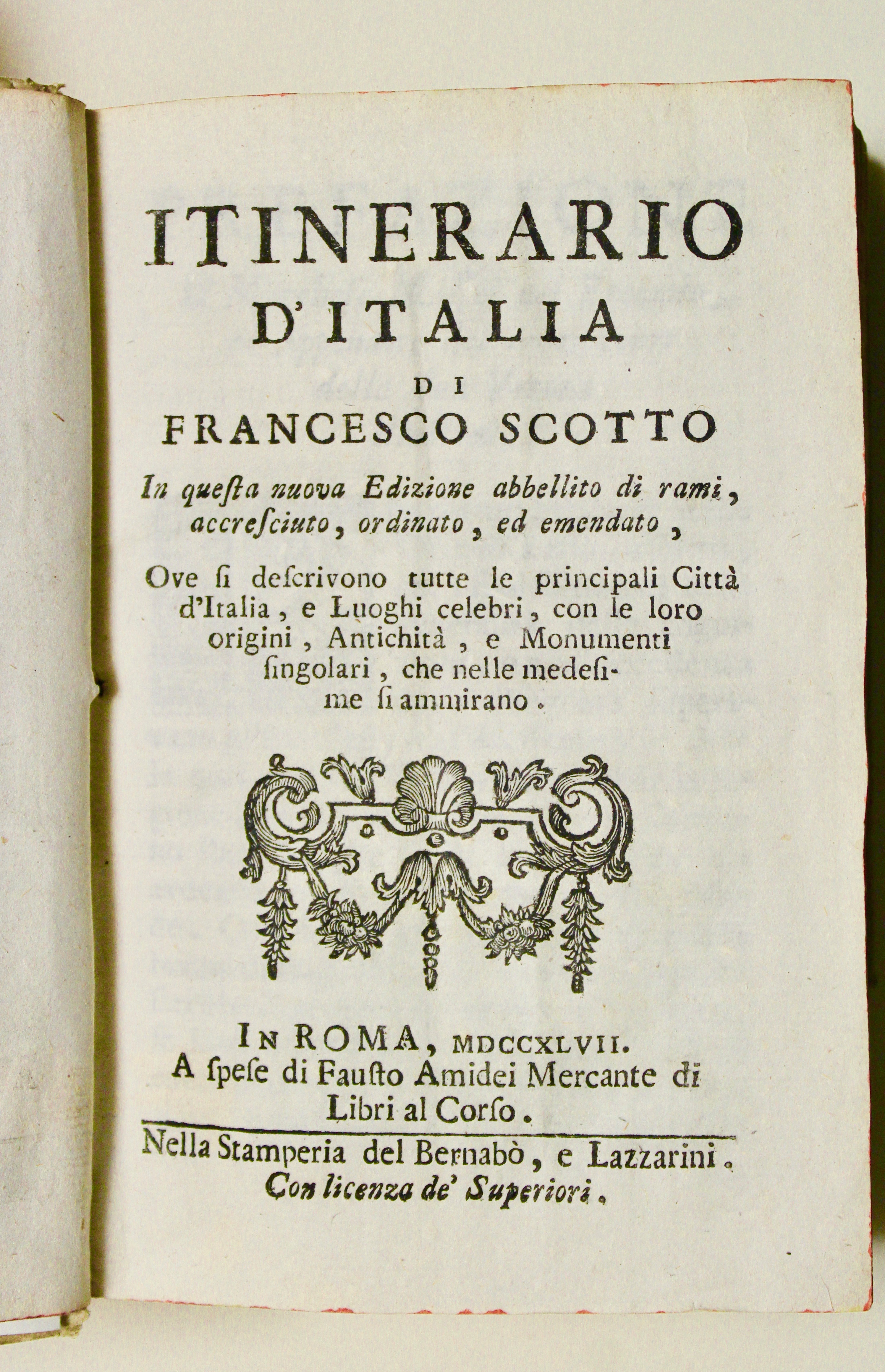 Itinerario d'Italia…in questa nuova edizione abbellito di rami, accresciuto, ordinato, …