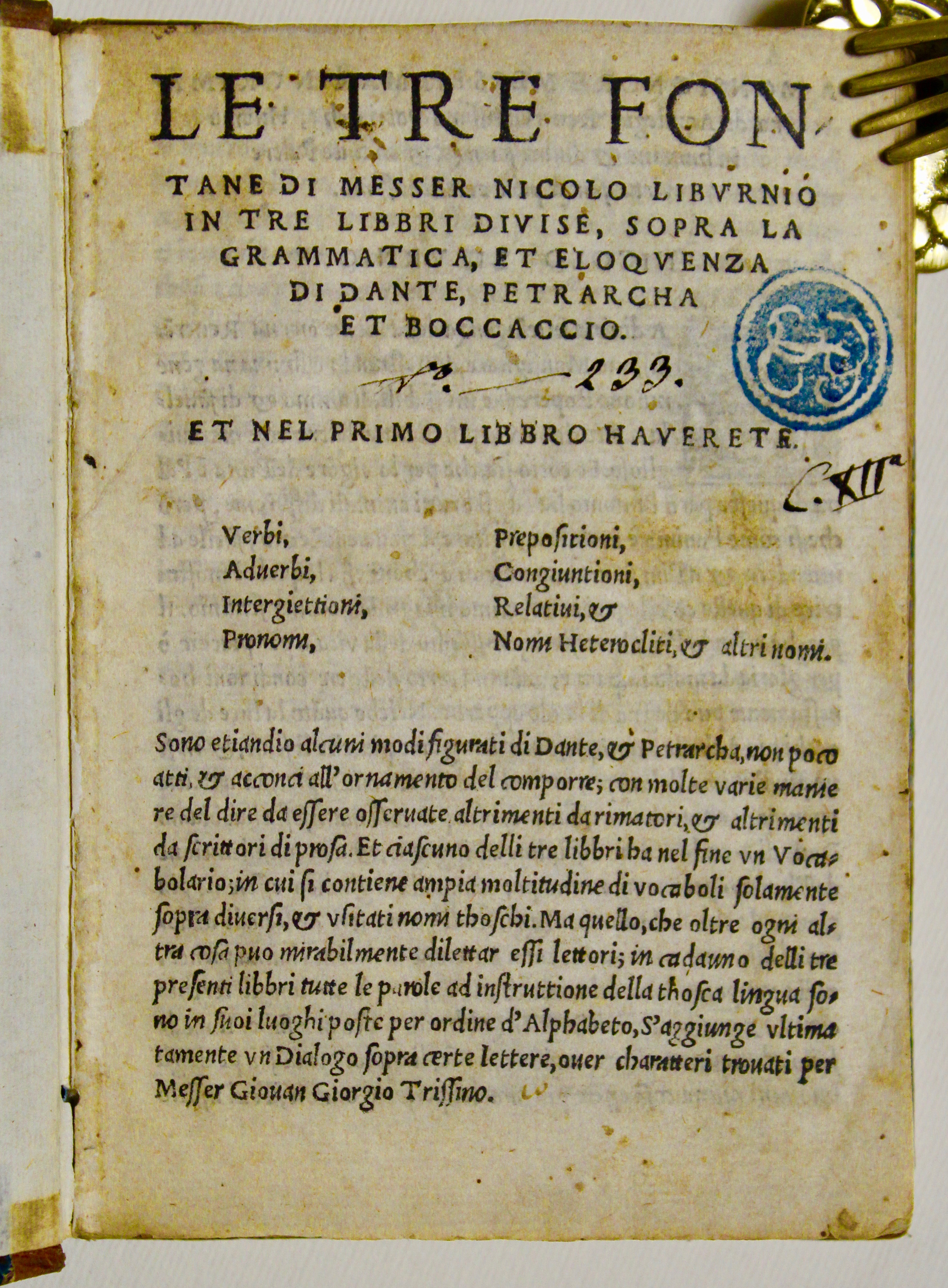 Le tre fontane…in tre libri divise, sopra la grammatica, et …