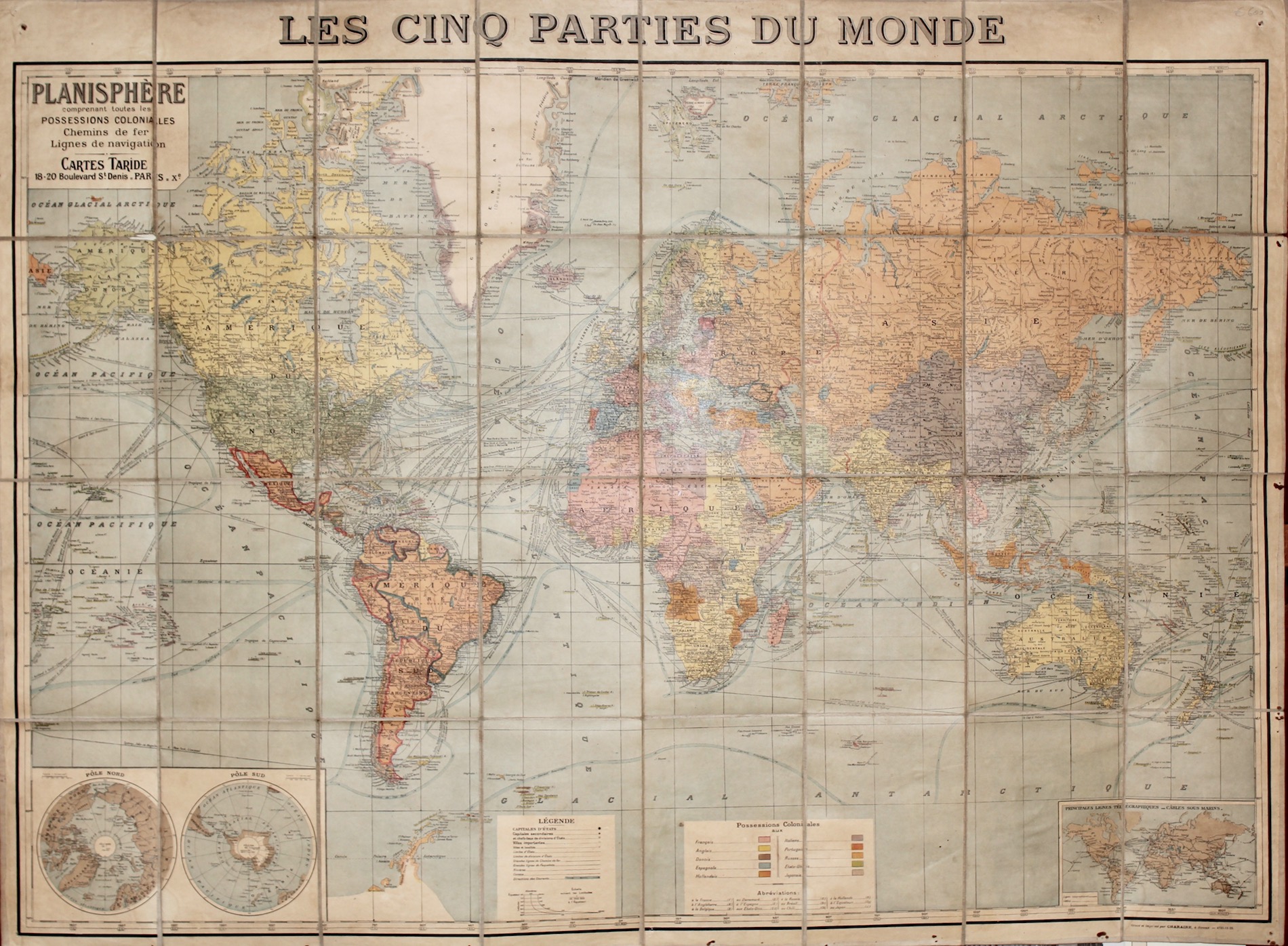 Les cinques parties du monde-Planisphère comprenant toutes les possessions coloniales …