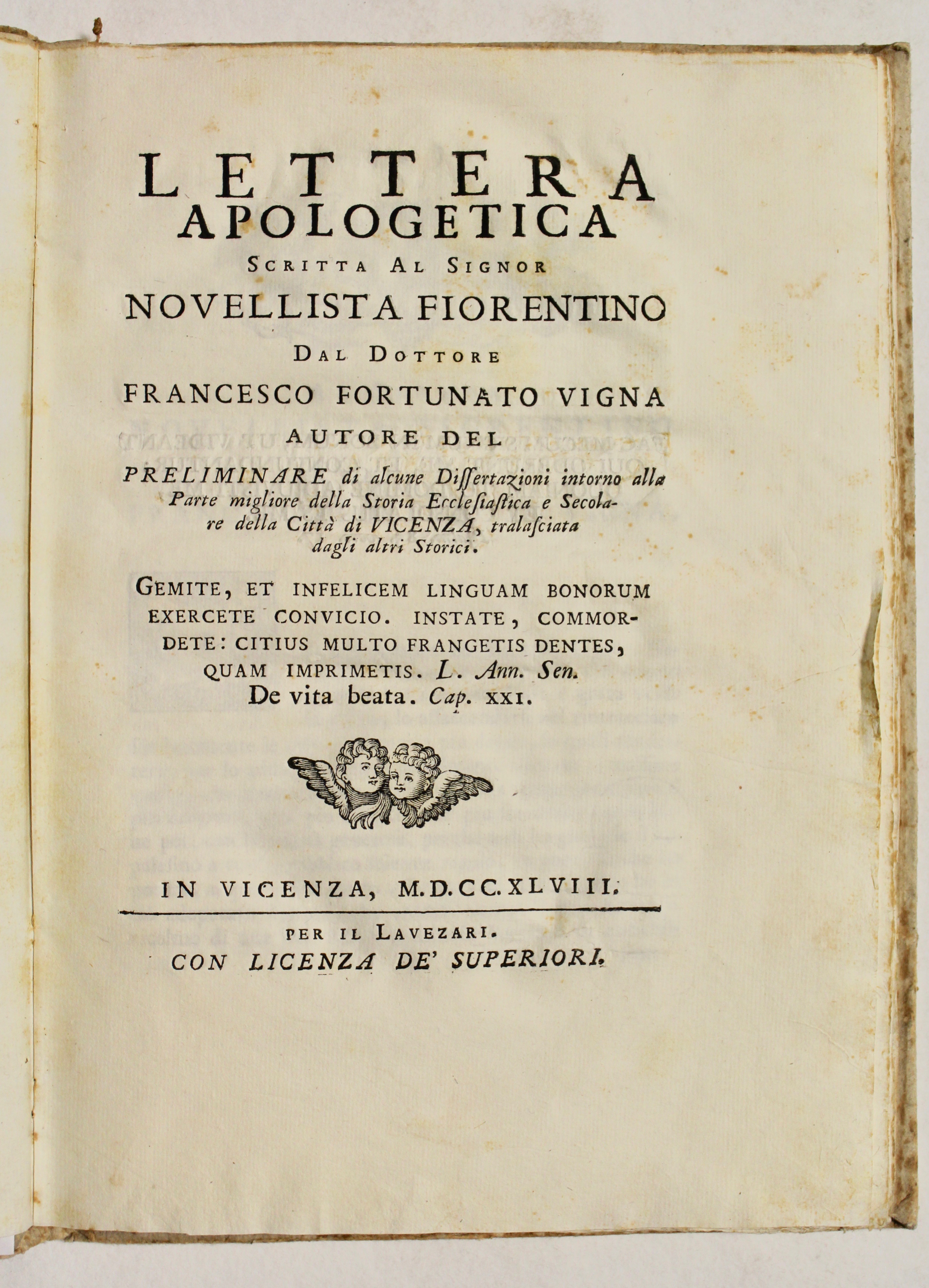 Lettera apologetica scritta al Signor Novellista Fiorentino.