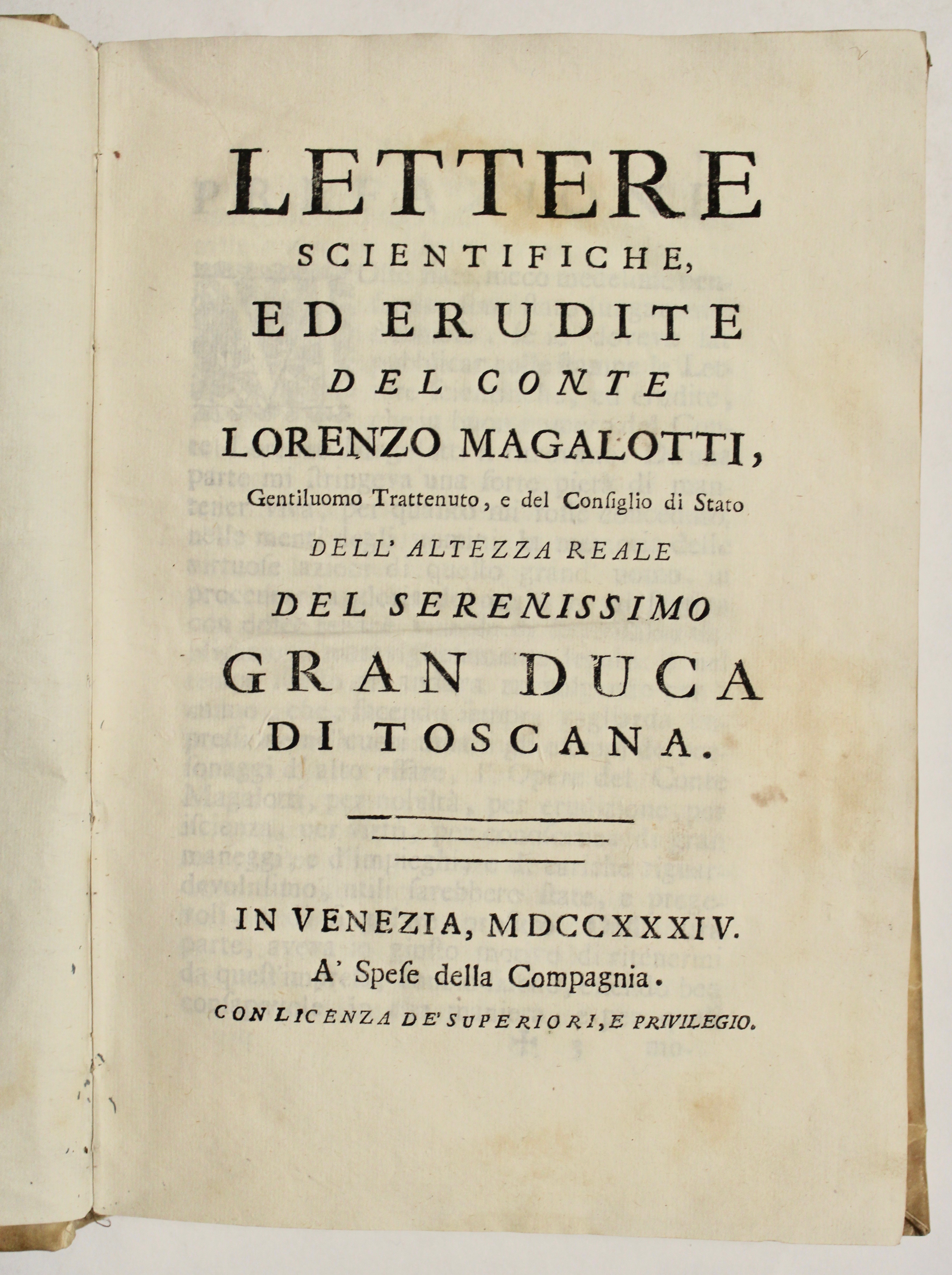 Lettere scientifiche ed erudite del conte Lorenzo Magalotti.