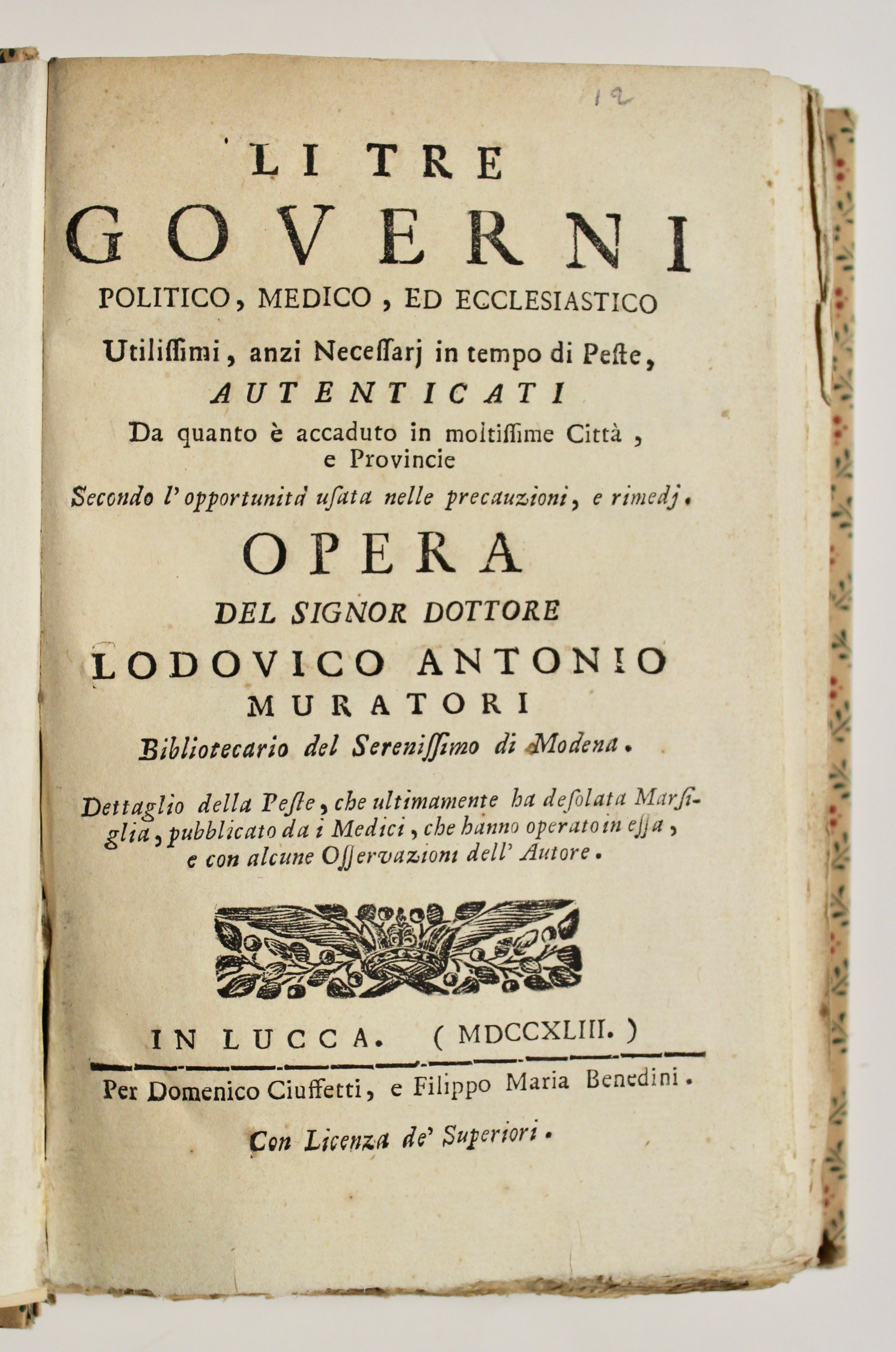 Li tre governi politico, medico, ed ecclesiastico