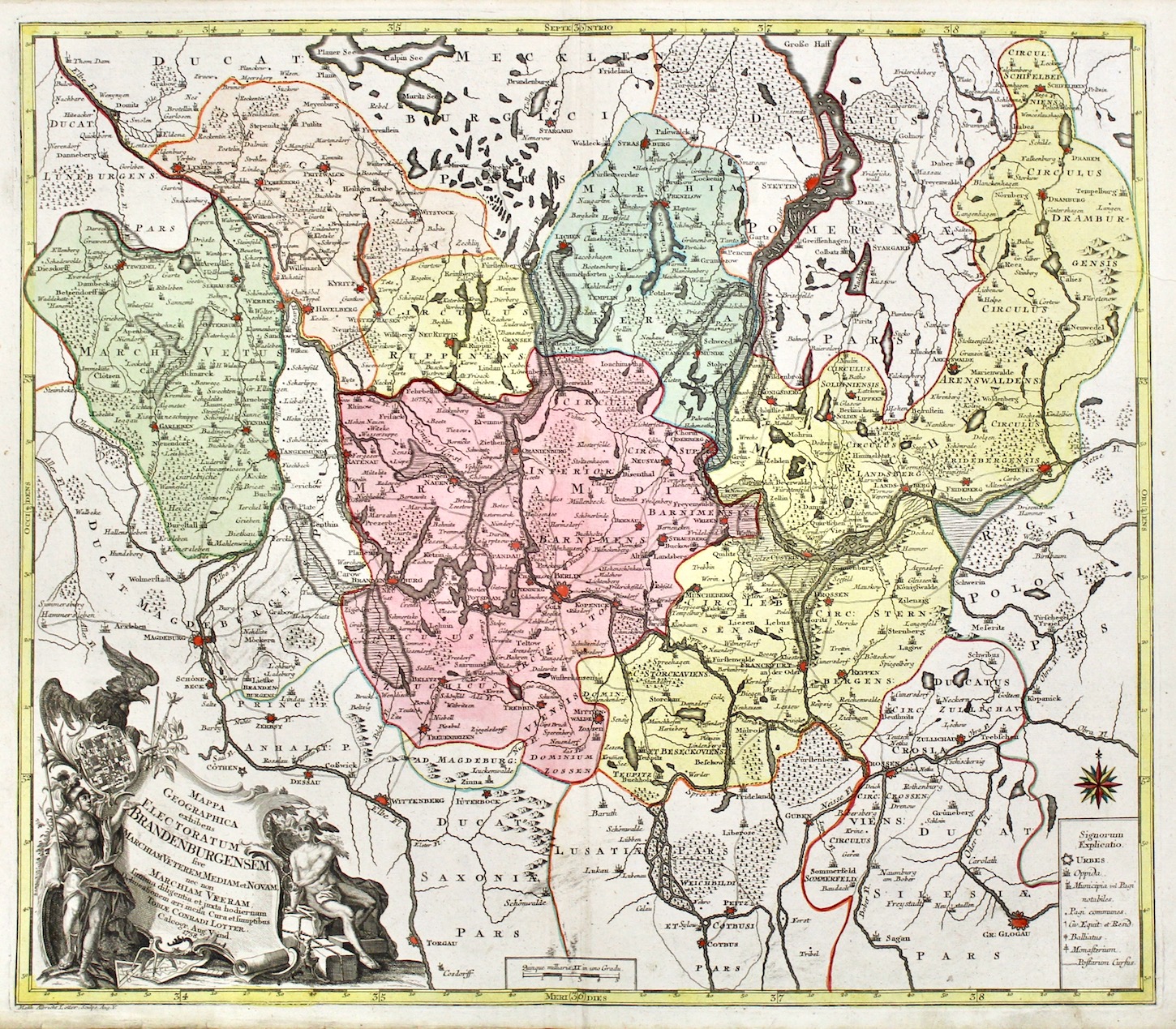 Mappa Geographica exhibens Electoratum Brandeburgensem sive Marchiam Veterem, mediam et …