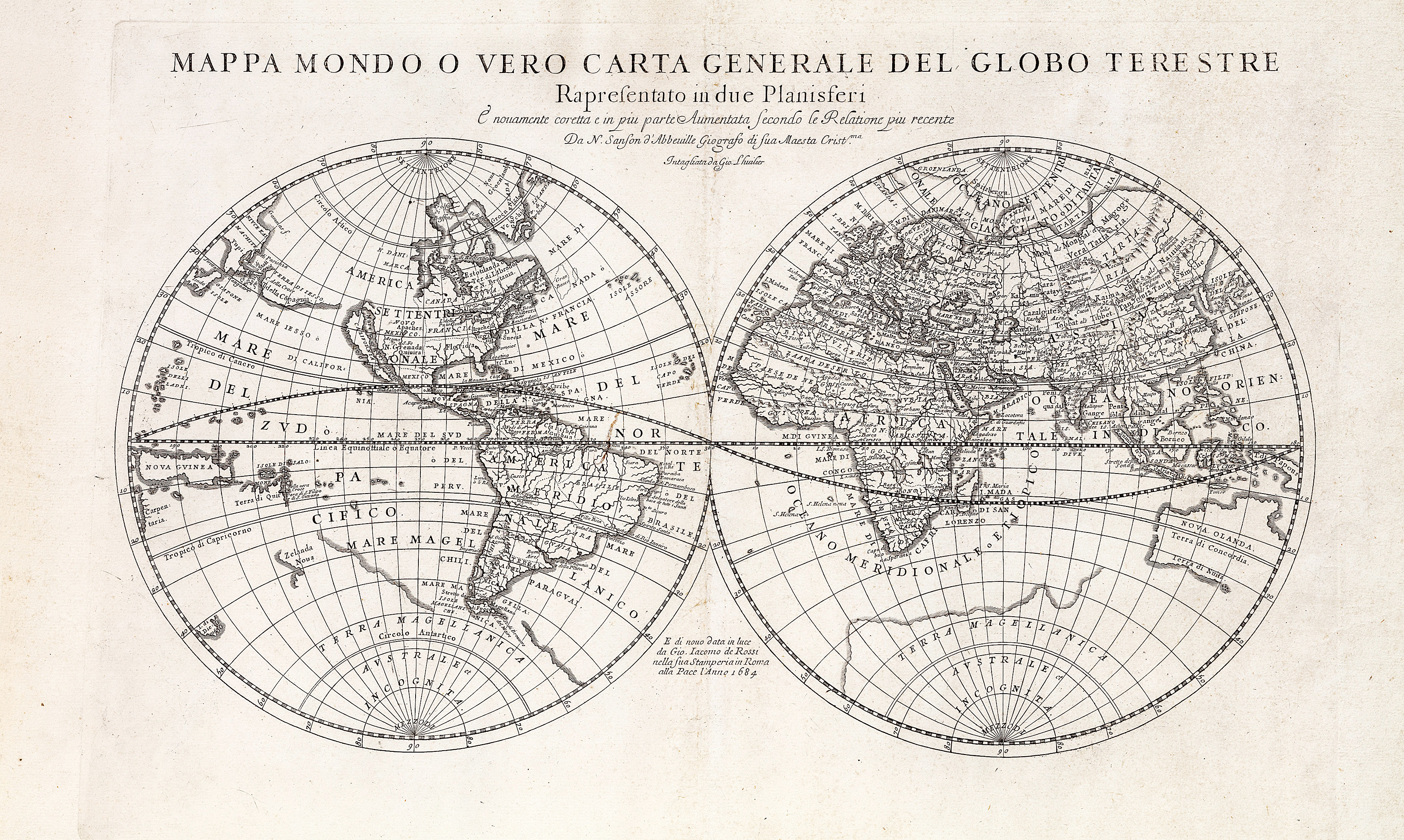 Mappa mondo o vero carta generale del globo terrestre rapresentato …