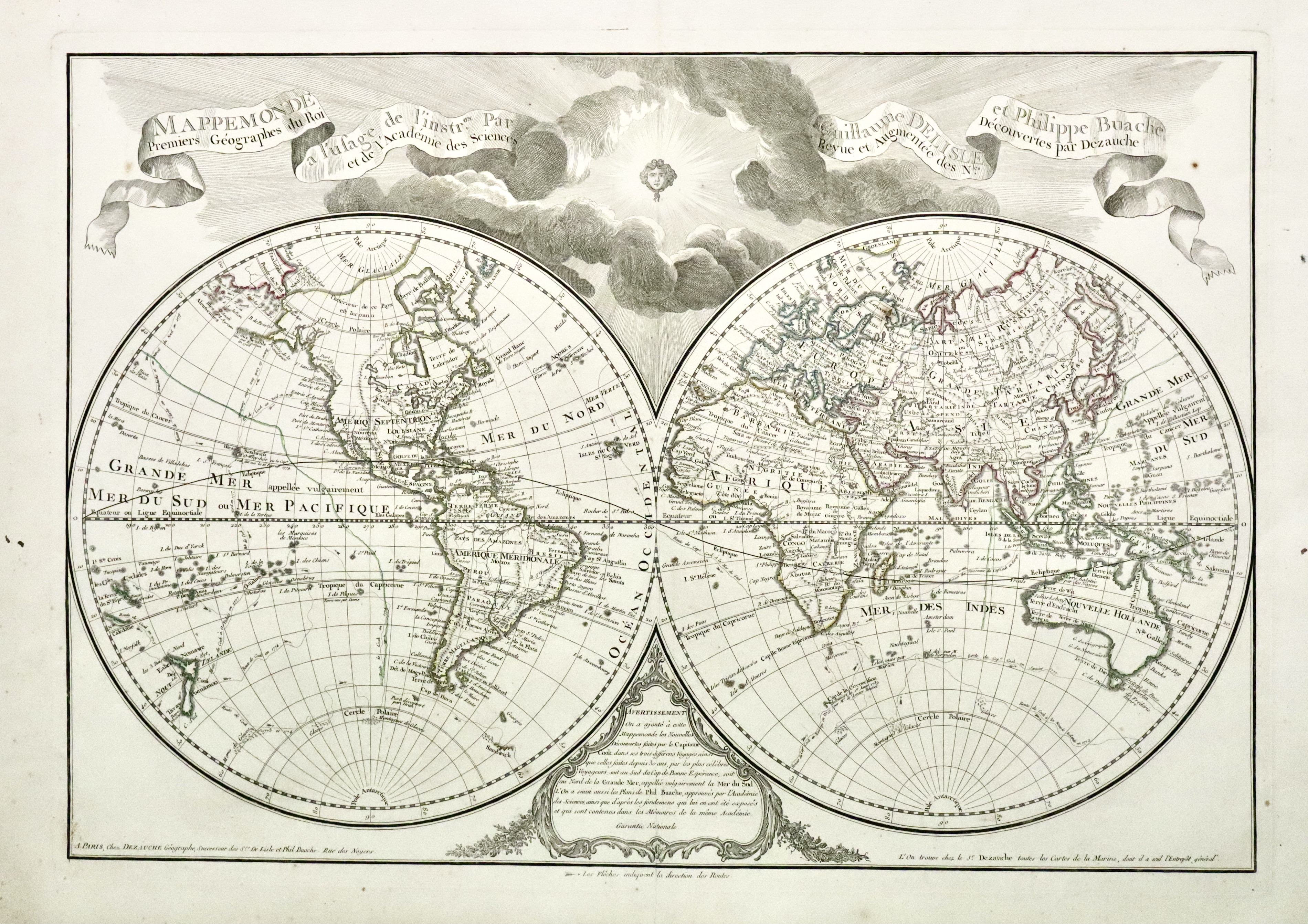 Mappamonde a l'usage de l'instr.on…Revue et augméente des n.lles découvertes …