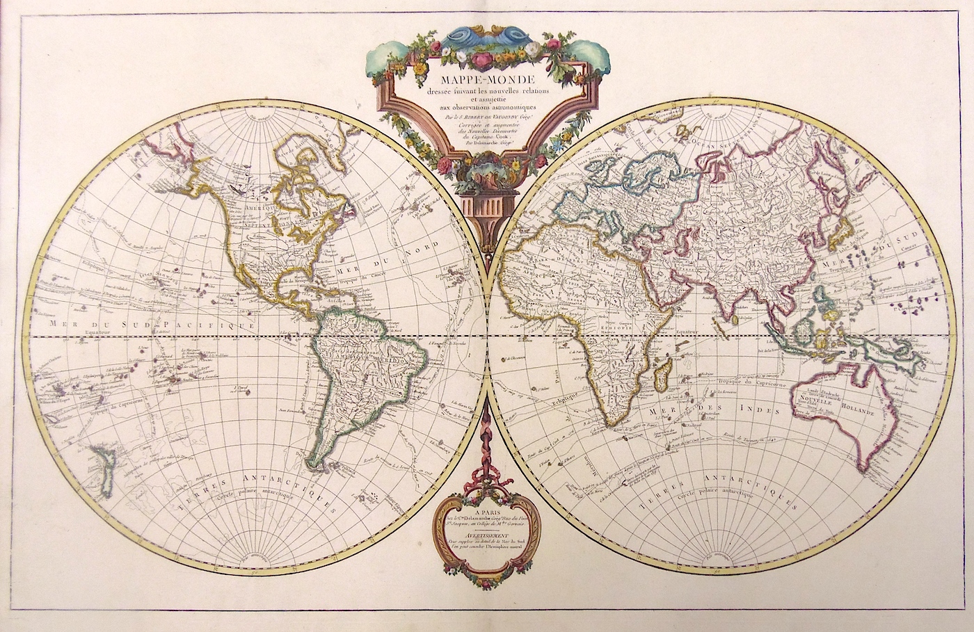 Mappe-monde dressée suivant les nouvelles relations et assujettie aux observations …