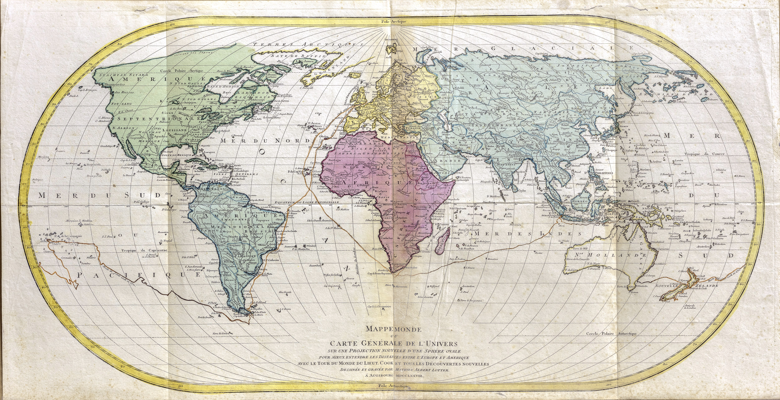 Mappe monde ou carte générale de l’univers sur une projection …