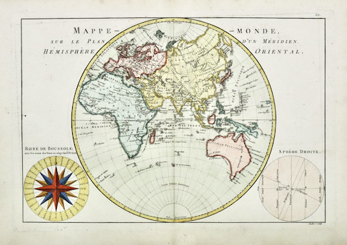 Mappe-Monde sur le plan d'un méridien.Hemisphere oriental.