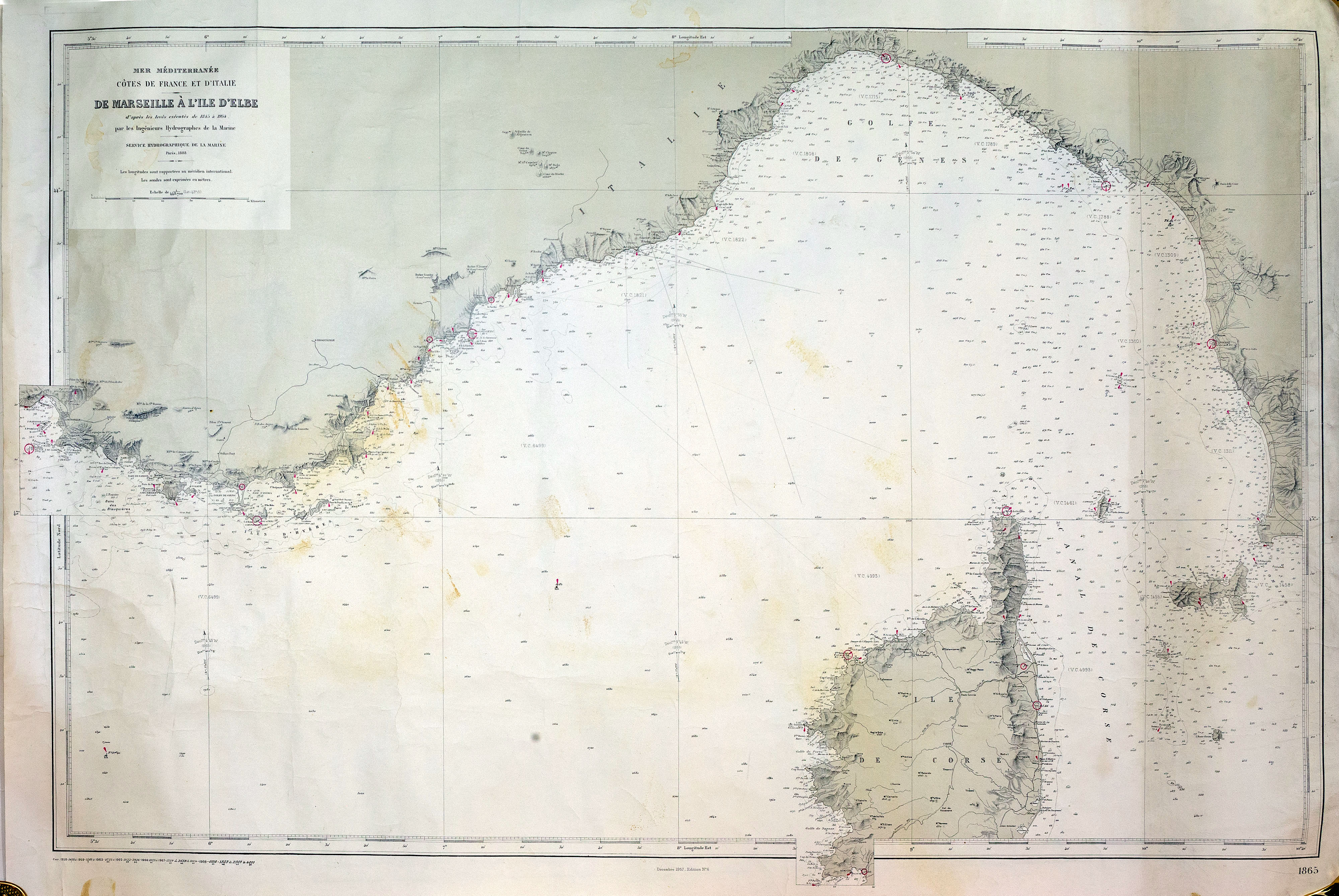 Mer Méditerranée. Côtes de France et d'Italie. De Marseille à …