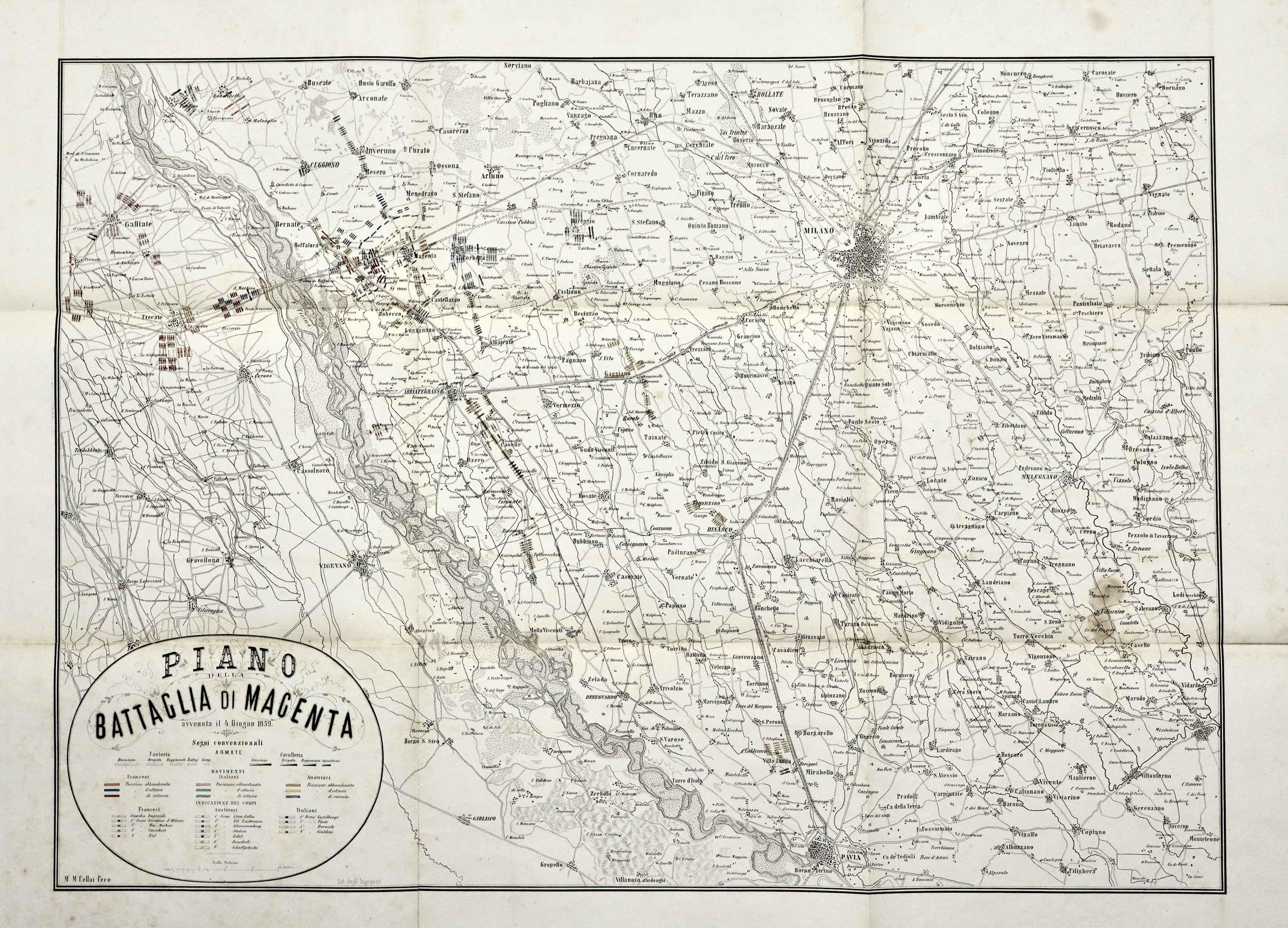 Piano della battaglia di Magenta evvenuta il 4 giugno 1859.
