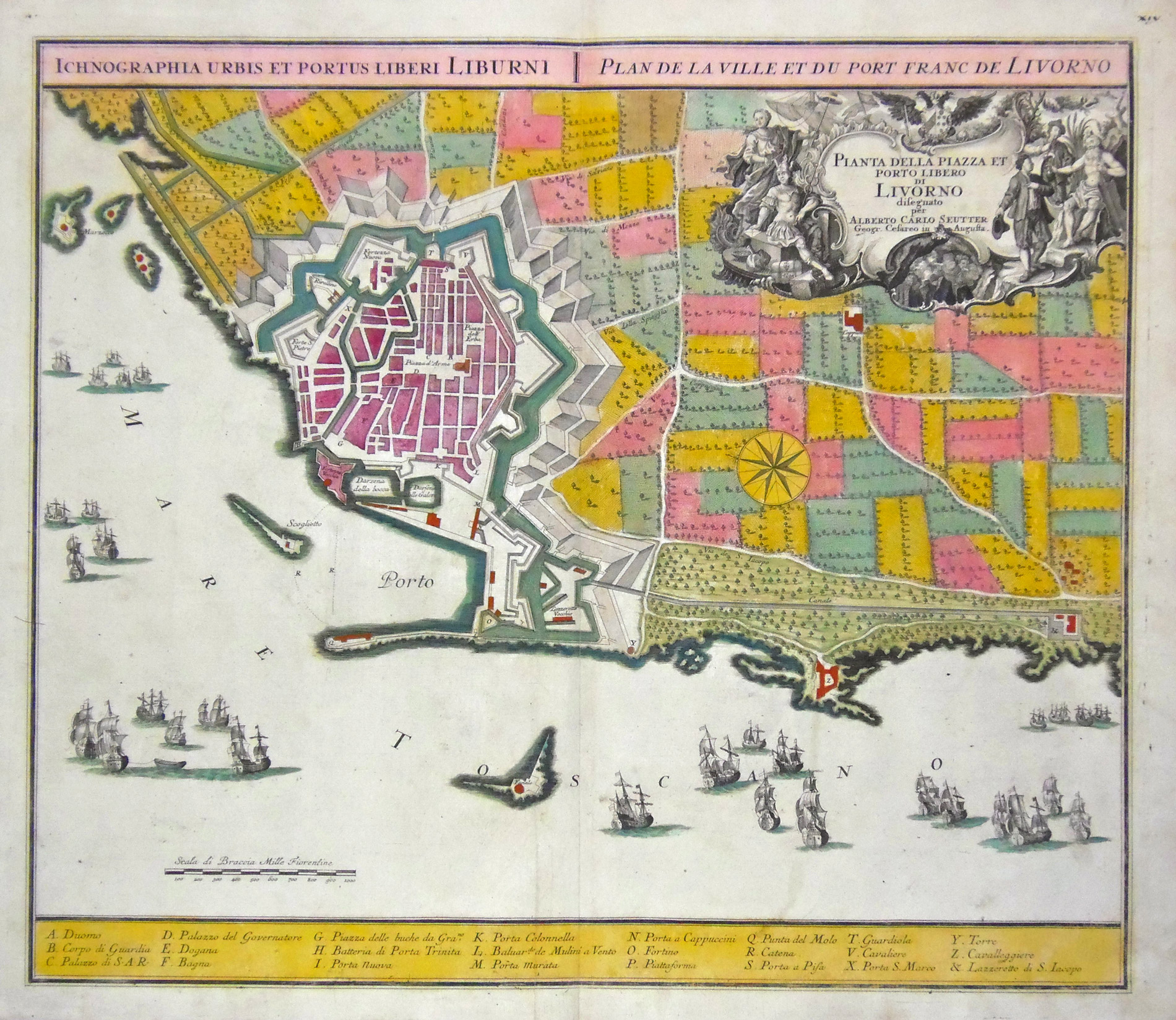 Pianta della piazza e porto libero di Livorno.