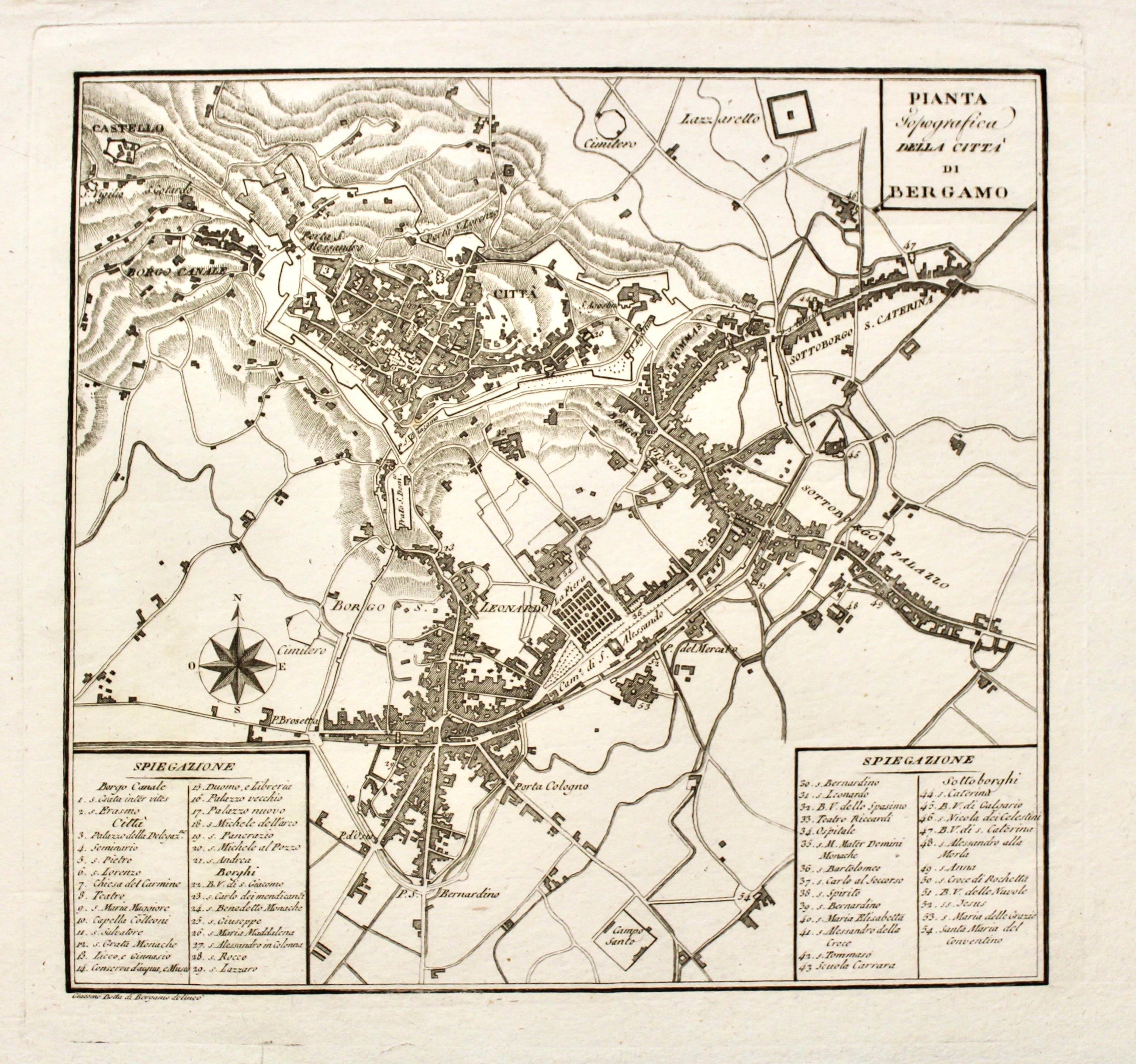 Pianta topografica della città di Bergamo